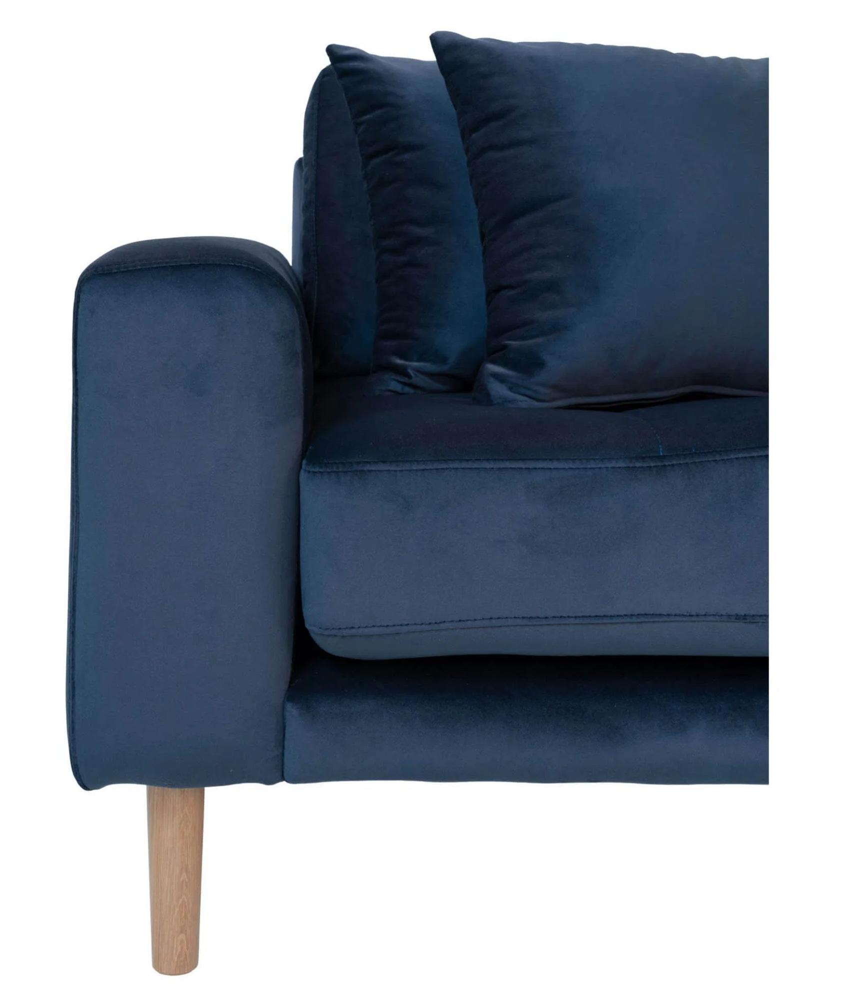Product photograph of Datto Blue Fabric Right Hand Facing Lounge Sofa With Natural Legs from Choice Furniture Superstore.