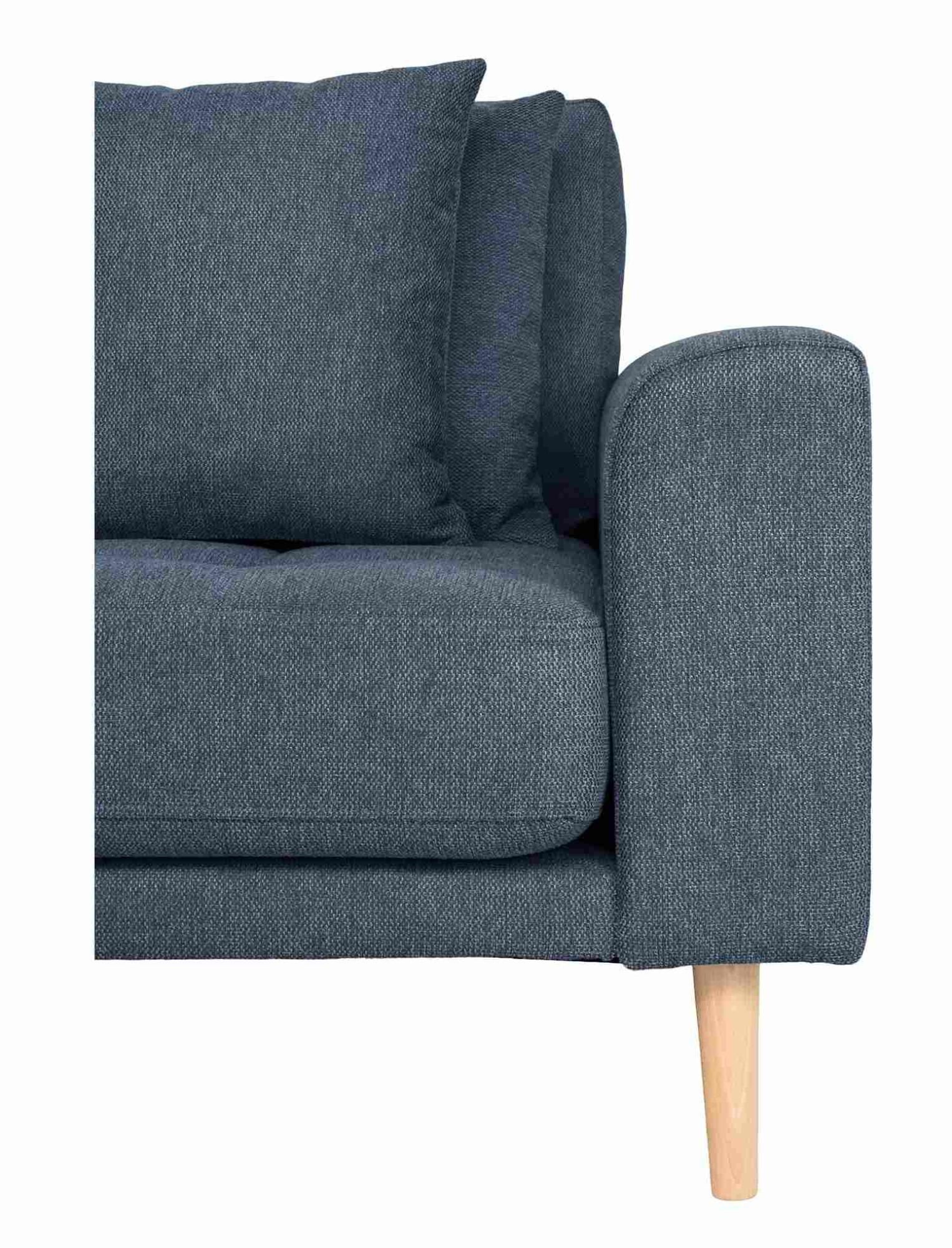 Product photograph of Datto Blue Fabric Left Hand Facing Lounge Sofa With Natural Legs from Choice Furniture Superstore.