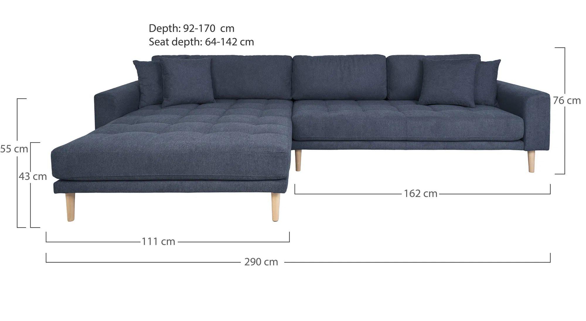 Product photograph of Datto Blue Fabric Left Hand Facing Lounge Sofa With Natural Legs from Choice Furniture Superstore.