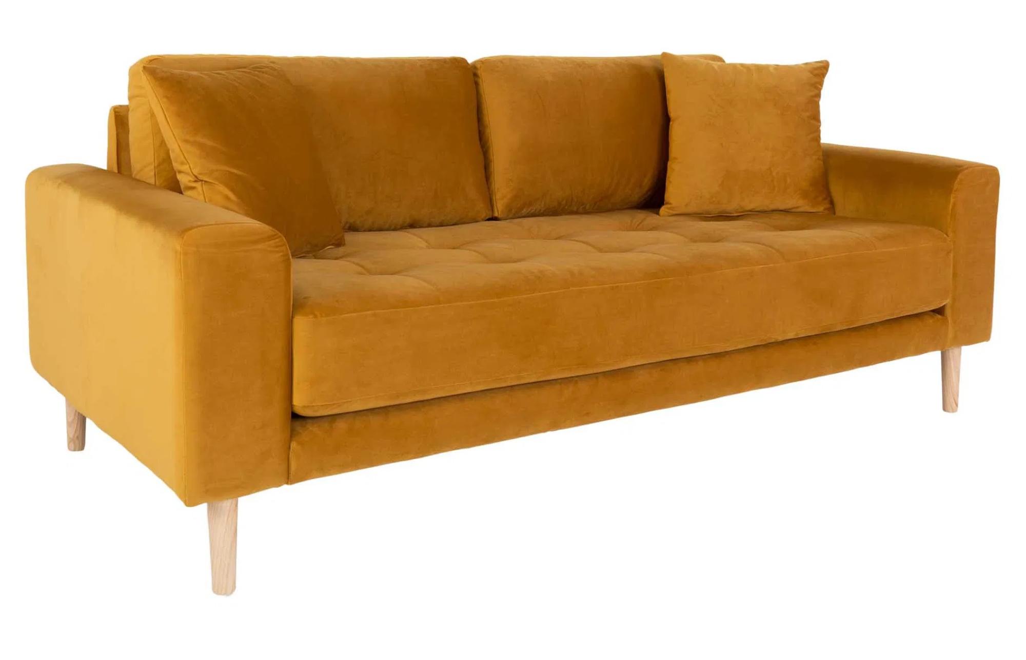 Product photograph of Datto Mustard Fabric 2 5 Seater Sofa from Choice Furniture Superstore.