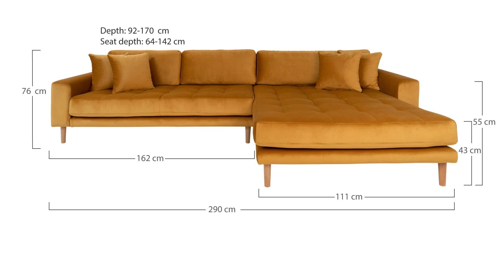 Product photograph of Datto Mustard Fabric Right Hand Facing Lounge Sofa With Natural Legs from Choice Furniture Superstore.