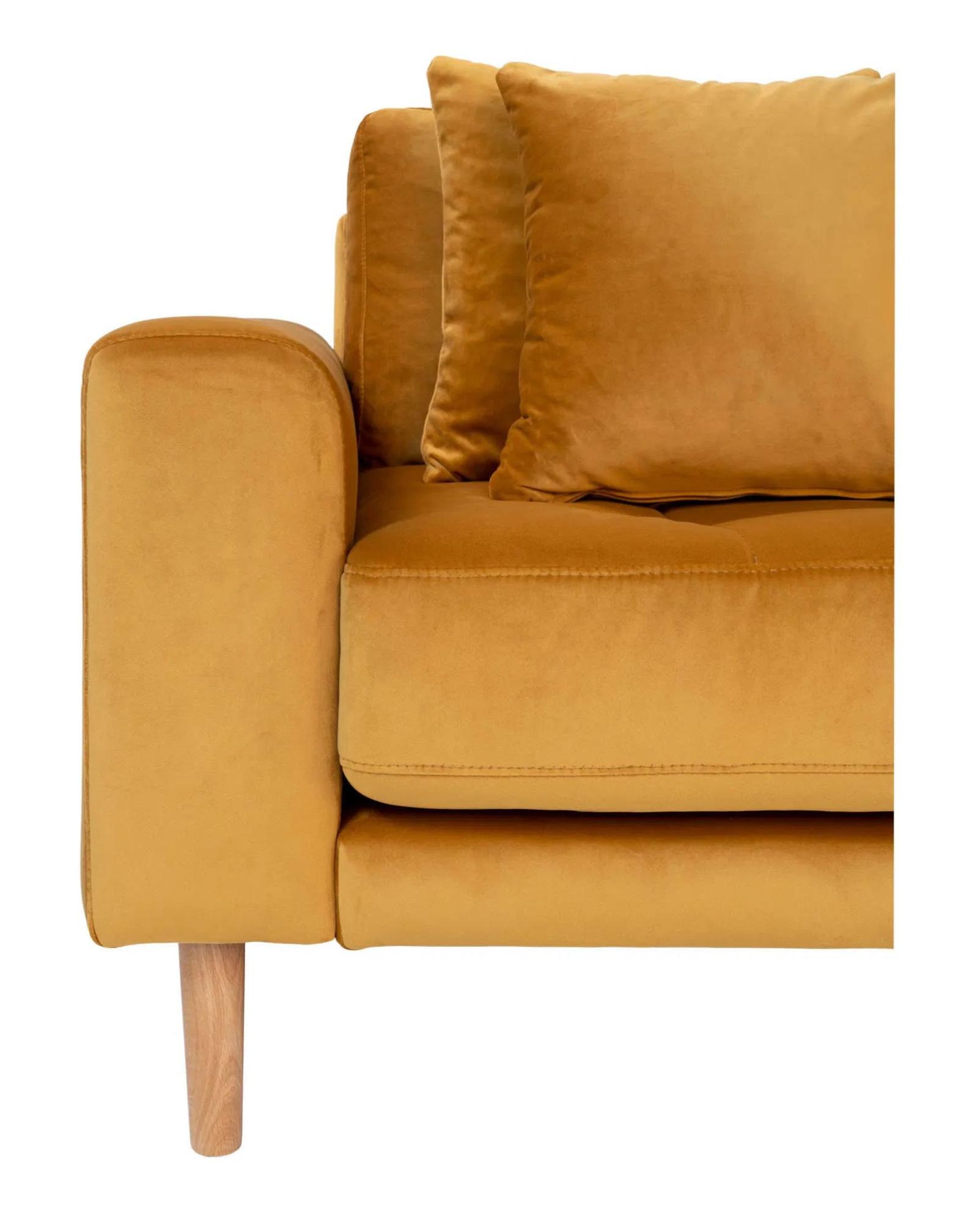 Product photograph of Datto Mustard Fabric Right Hand Facing Lounge Sofa With Natural Legs from Choice Furniture Superstore.