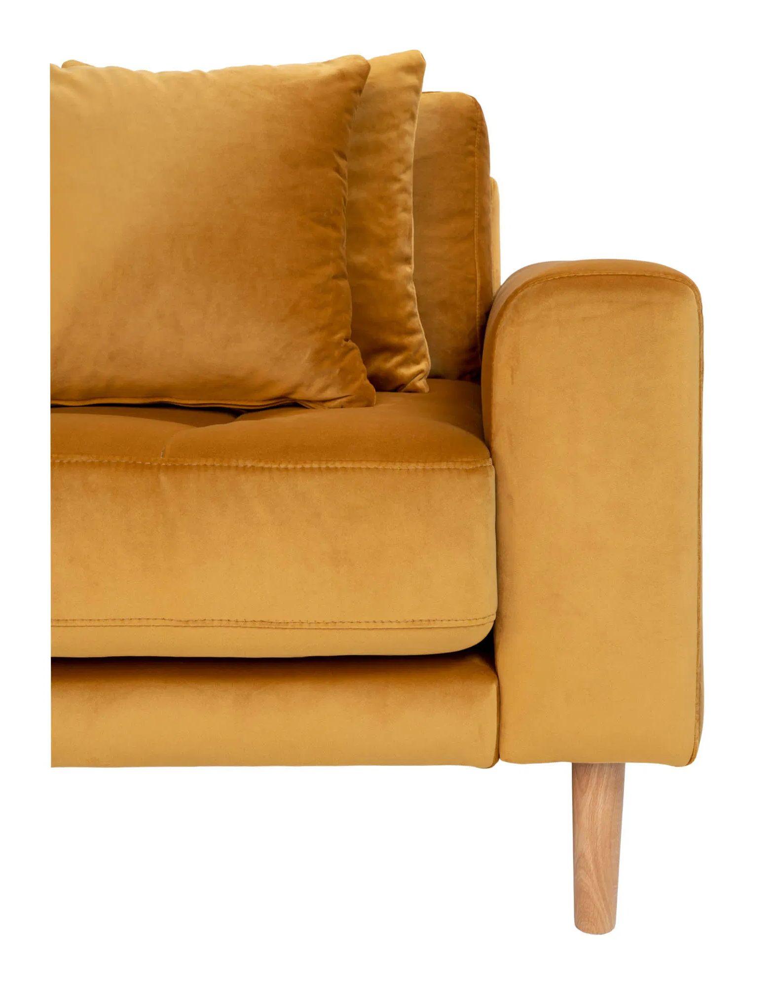 Product photograph of Datto Mustard Fabric Left Hand Facing Lounge Sofa With Natural Legs from Choice Furniture Superstore.