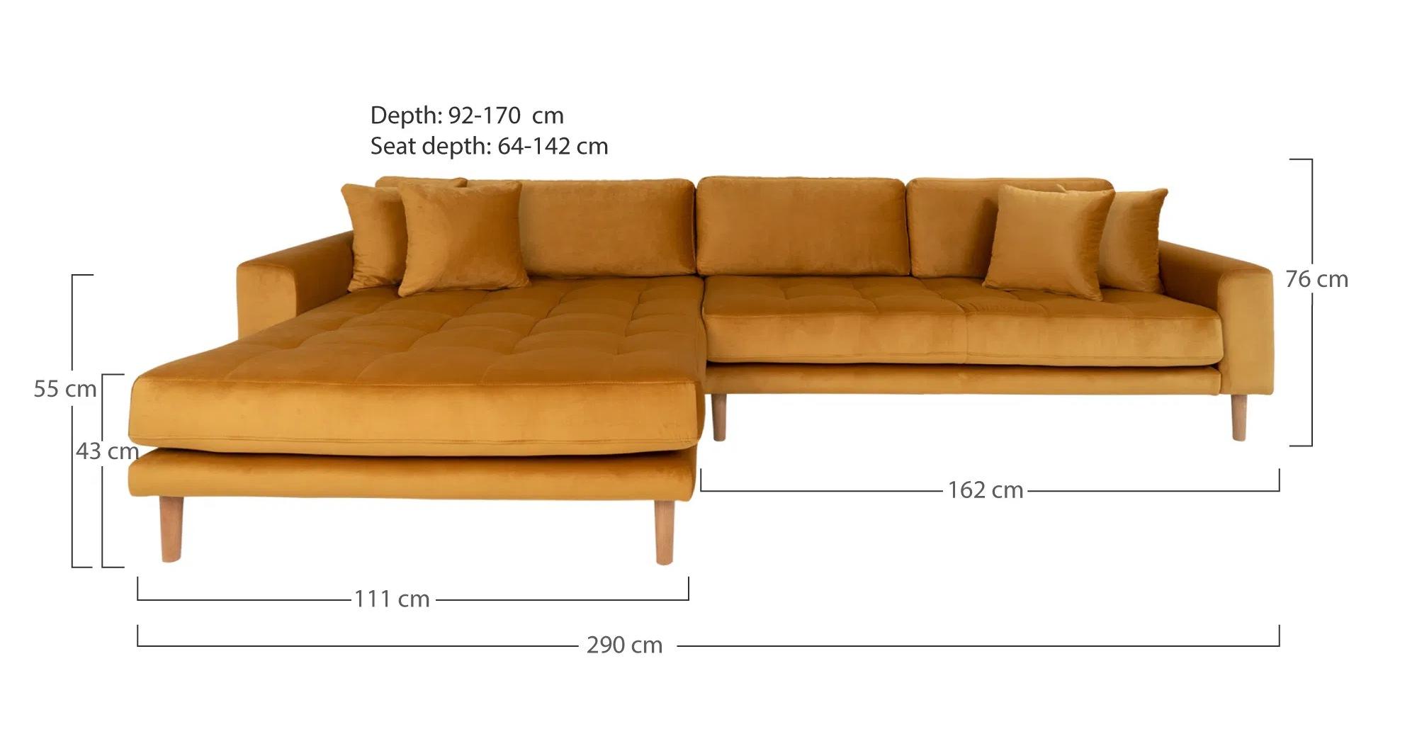 Product photograph of Datto Mustard Fabric Left Hand Facing Lounge Sofa With Natural Legs from Choice Furniture Superstore.