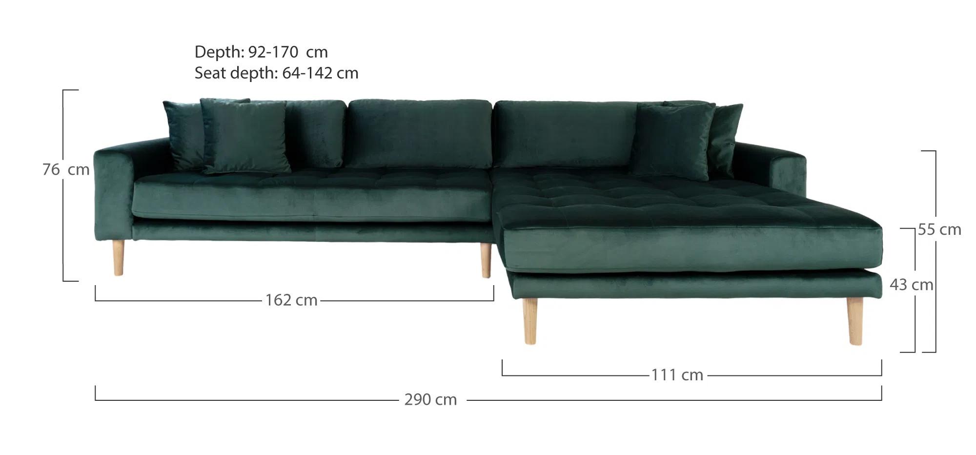 Product photograph of Datto Dark Green Fabric Right Hand Facing Lounge Sofa With Natural Legs from Choice Furniture Superstore.