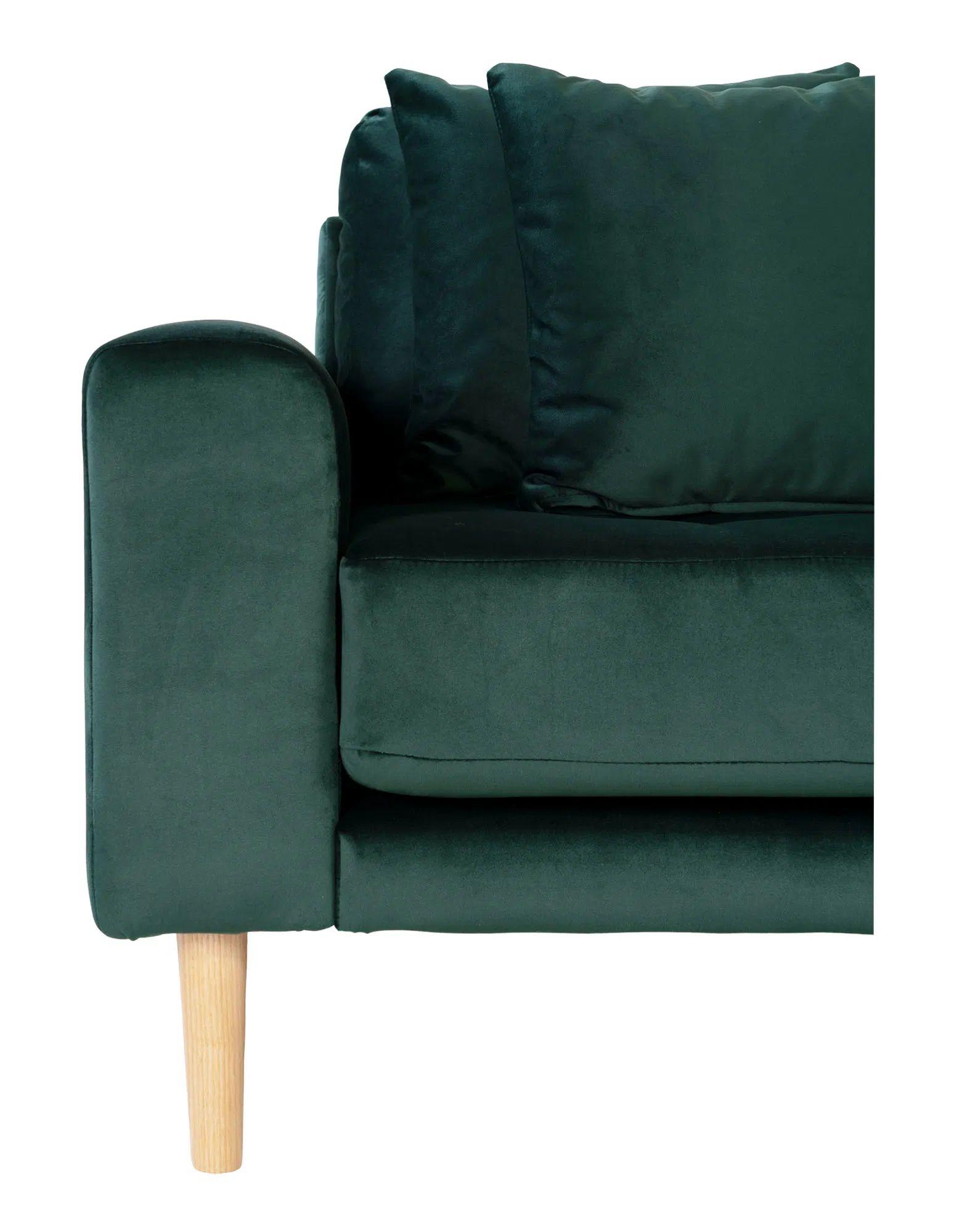 Product photograph of Datto Dark Green Fabric Right Hand Facing Lounge Sofa With Natural Legs from Choice Furniture Superstore.