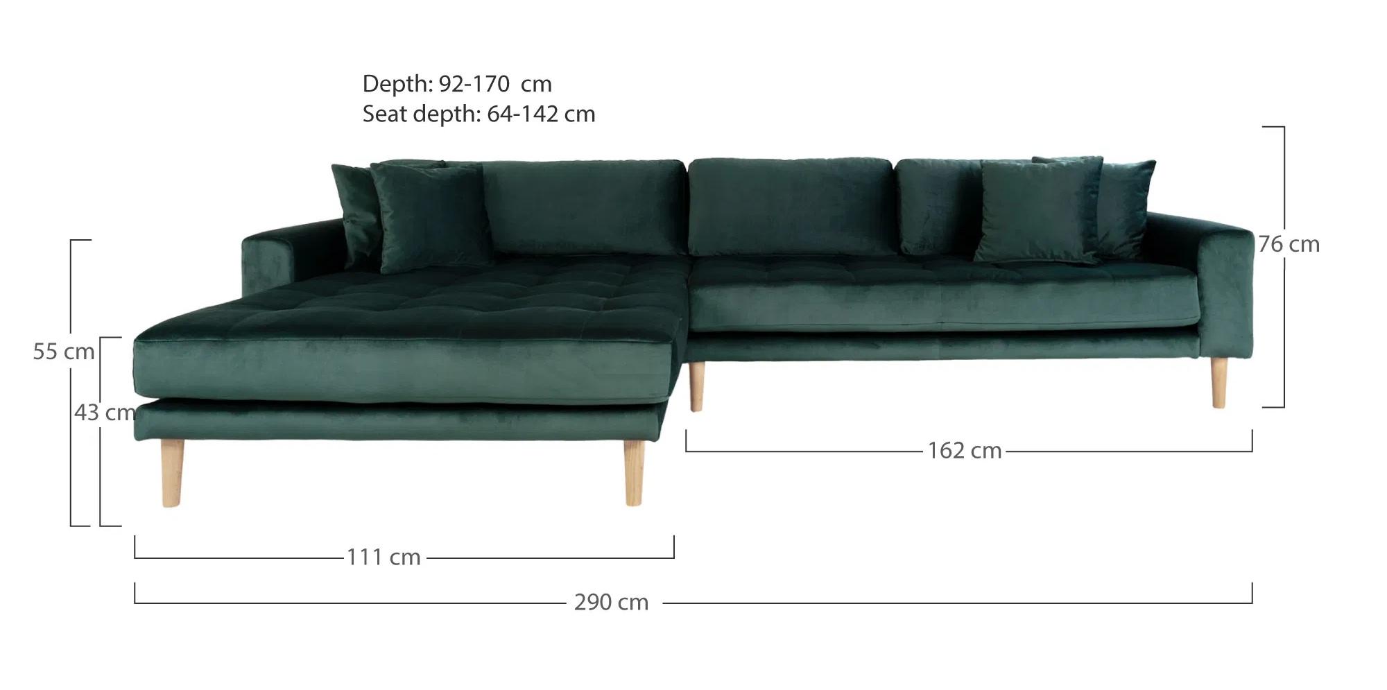 Product photograph of Datto Dark Green Left Hand Facing Lounge Sofa With Natural Legs from Choice Furniture Superstore.