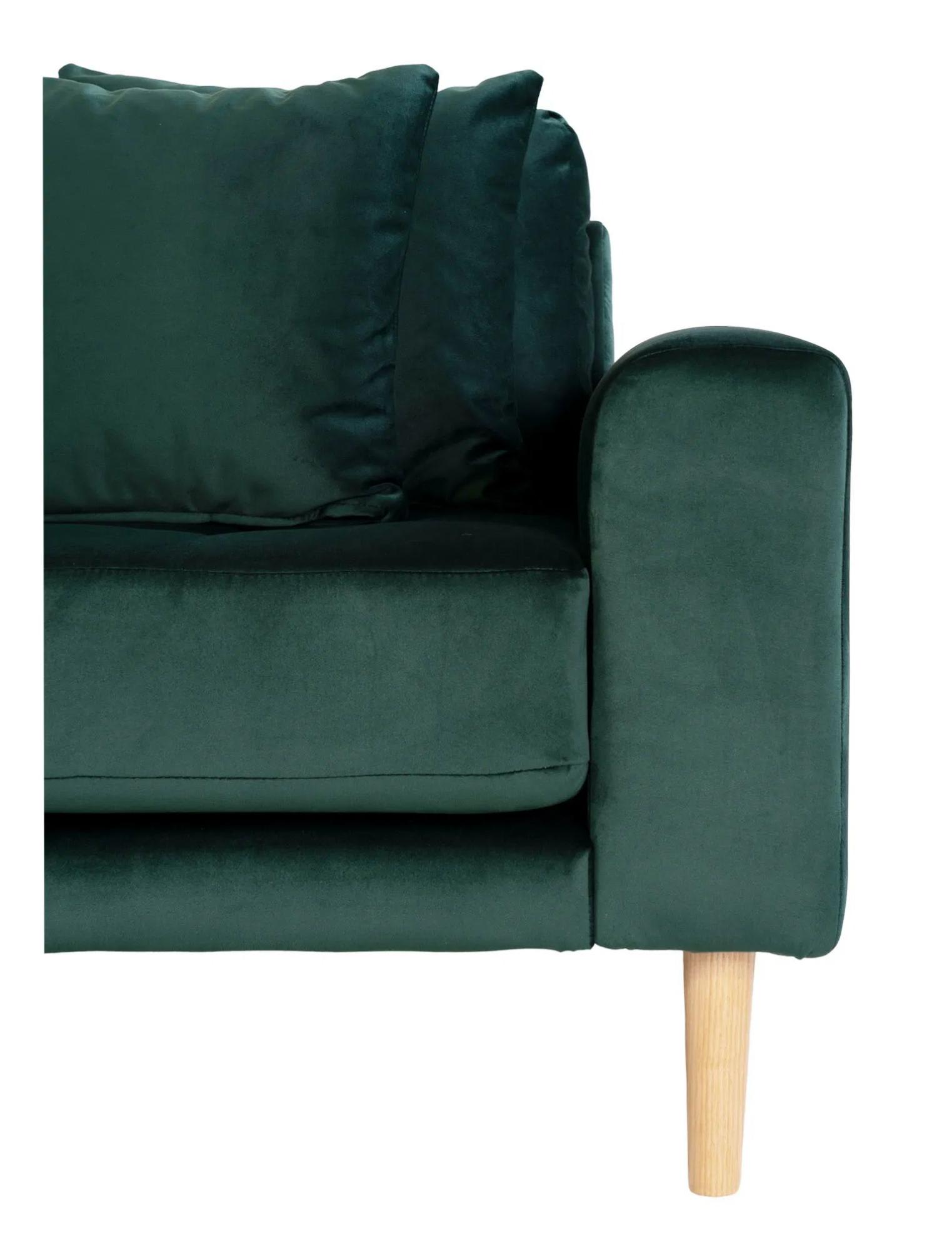 Product photograph of Datto Dark Green Left Hand Facing Lounge Sofa With Natural Legs from Choice Furniture Superstore.