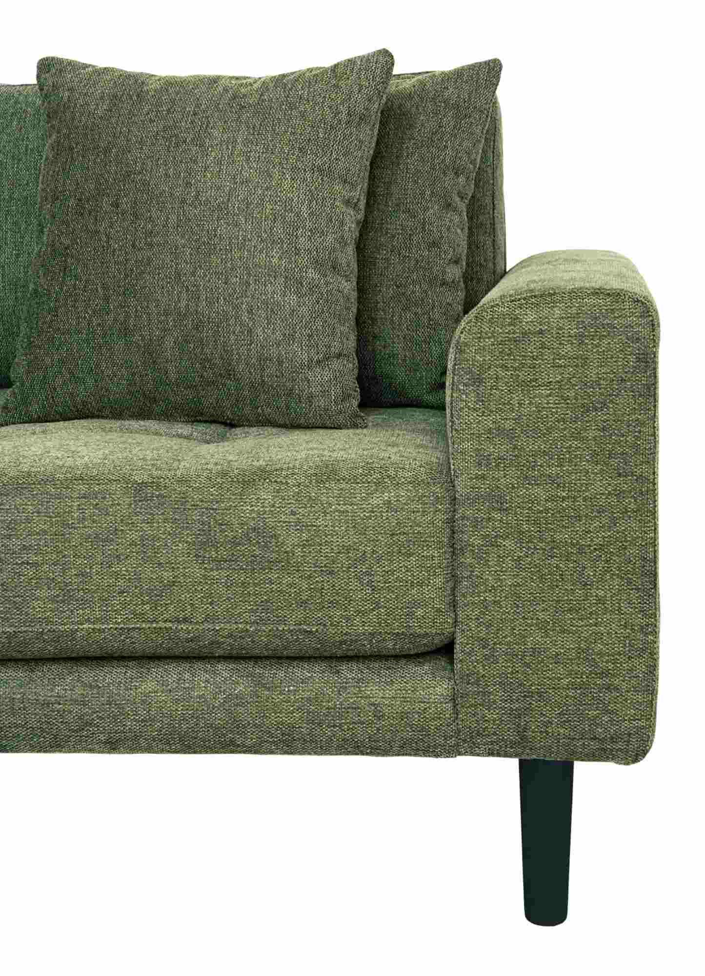 Product photograph of Datto Olive Green Fabric Left Hand Facing Lounge Sofa With Black Legs from Choice Furniture Superstore.