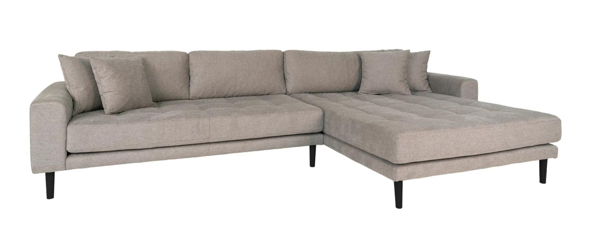 Product photograph of Datto Stone Fabric Right Hand Facing Lounge Sofa With Black Legs from Choice Furniture Superstore.