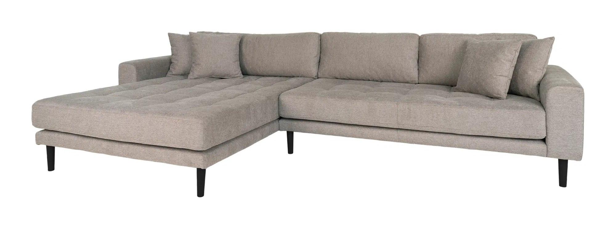 Product photograph of Datto Stone Fabric Left Hand Facing Lounge Sofa With Black Legs from Choice Furniture Superstore.