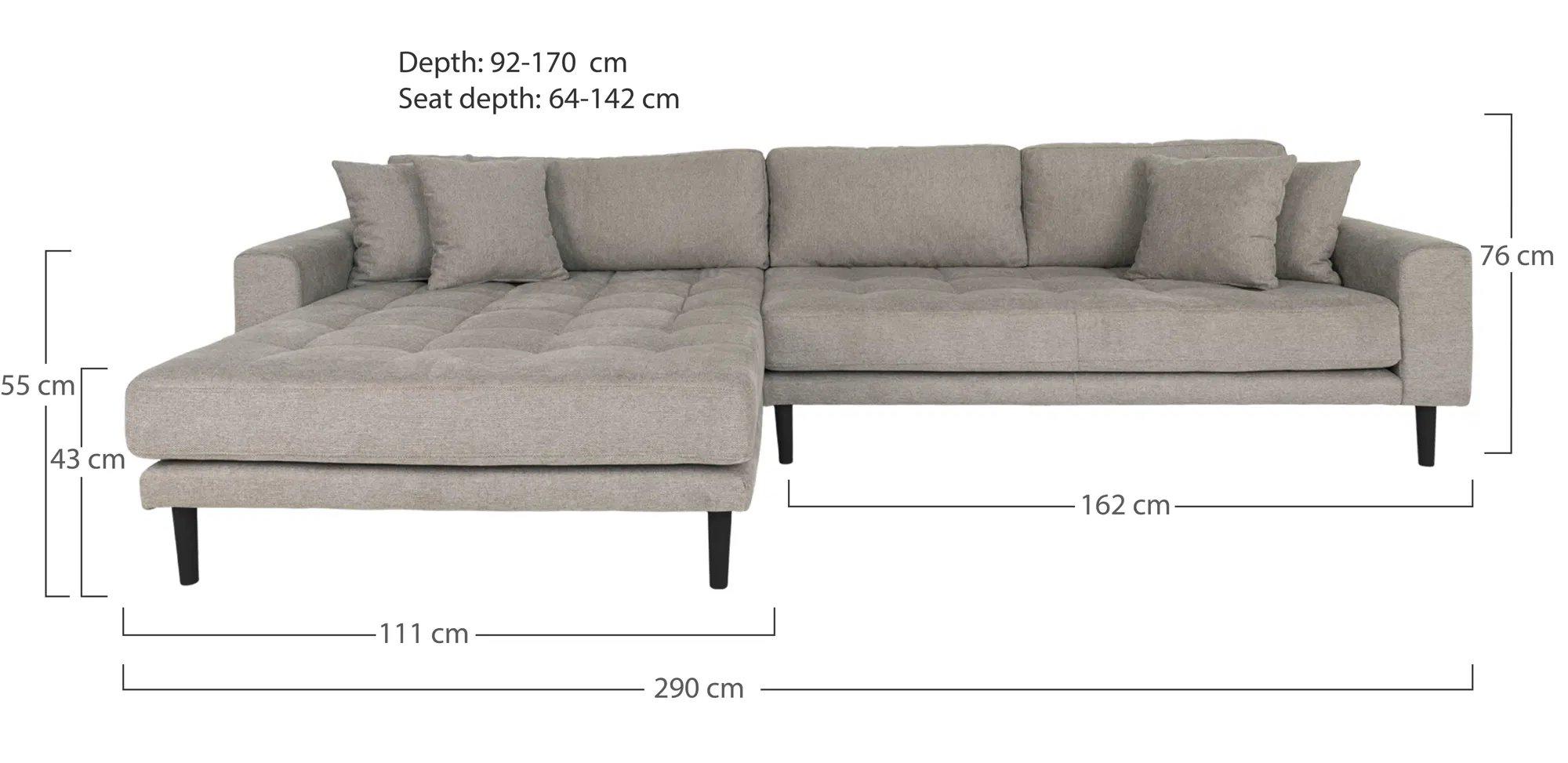 Product photograph of Datto Stone Fabric Left Hand Facing Lounge Sofa With Black Legs from Choice Furniture Superstore.