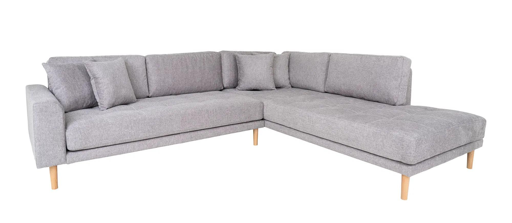 Product photograph of Datto Light Grey Fabric Right Hand Facing Corner Sofa Open End With Natural Legs from Choice Furniture Superstore.