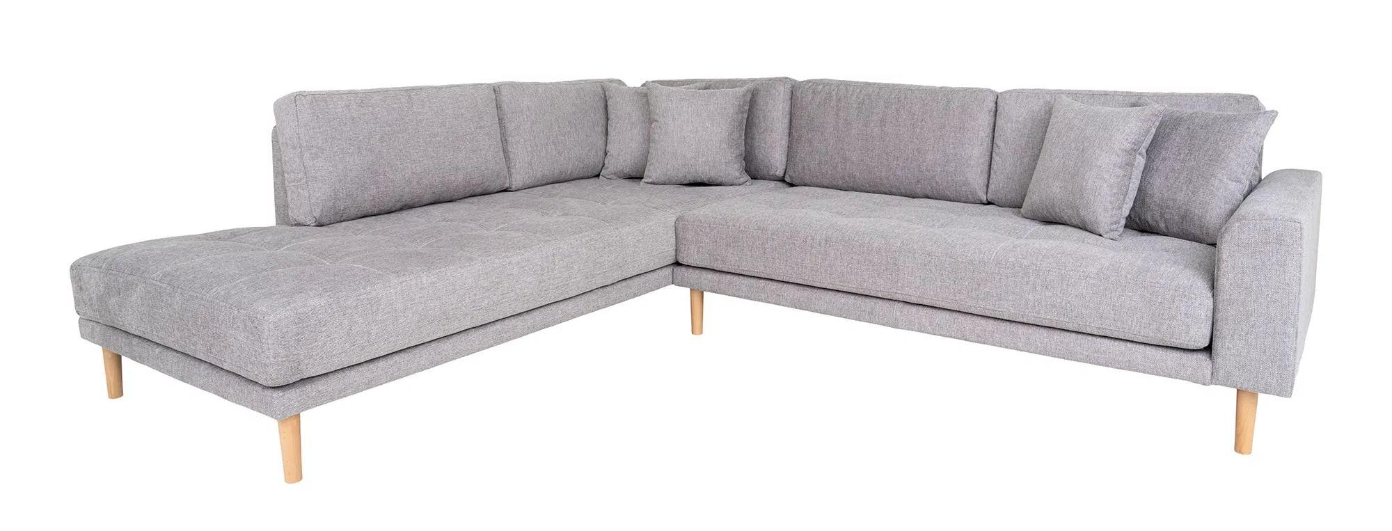 Product photograph of Datto Light Grey Fabric Left Hand Facing Corner Sofa Open End With Natural Legs from Choice Furniture Superstore.