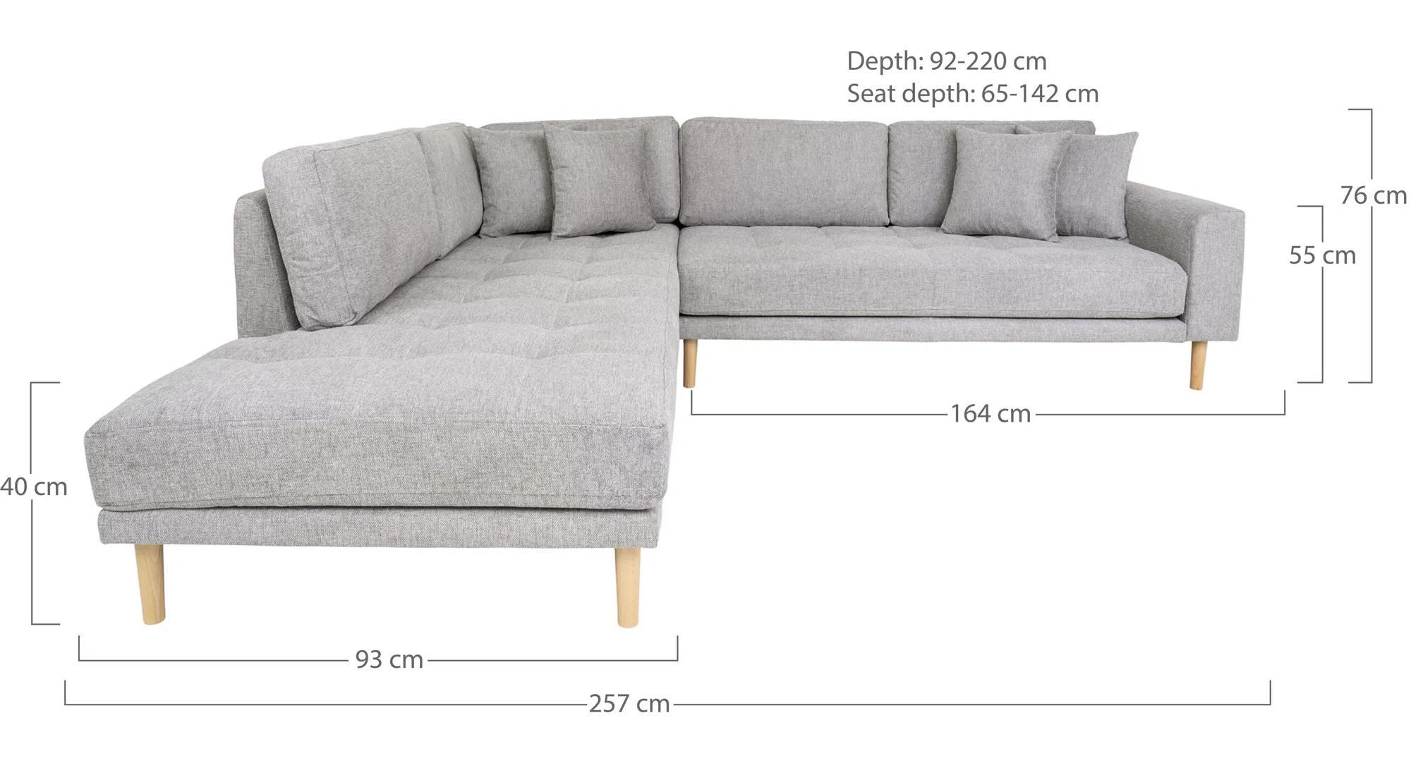 Product photograph of Datto Light Grey Fabric Left Hand Facing Corner Sofa Open End With Natural Legs from Choice Furniture Superstore.