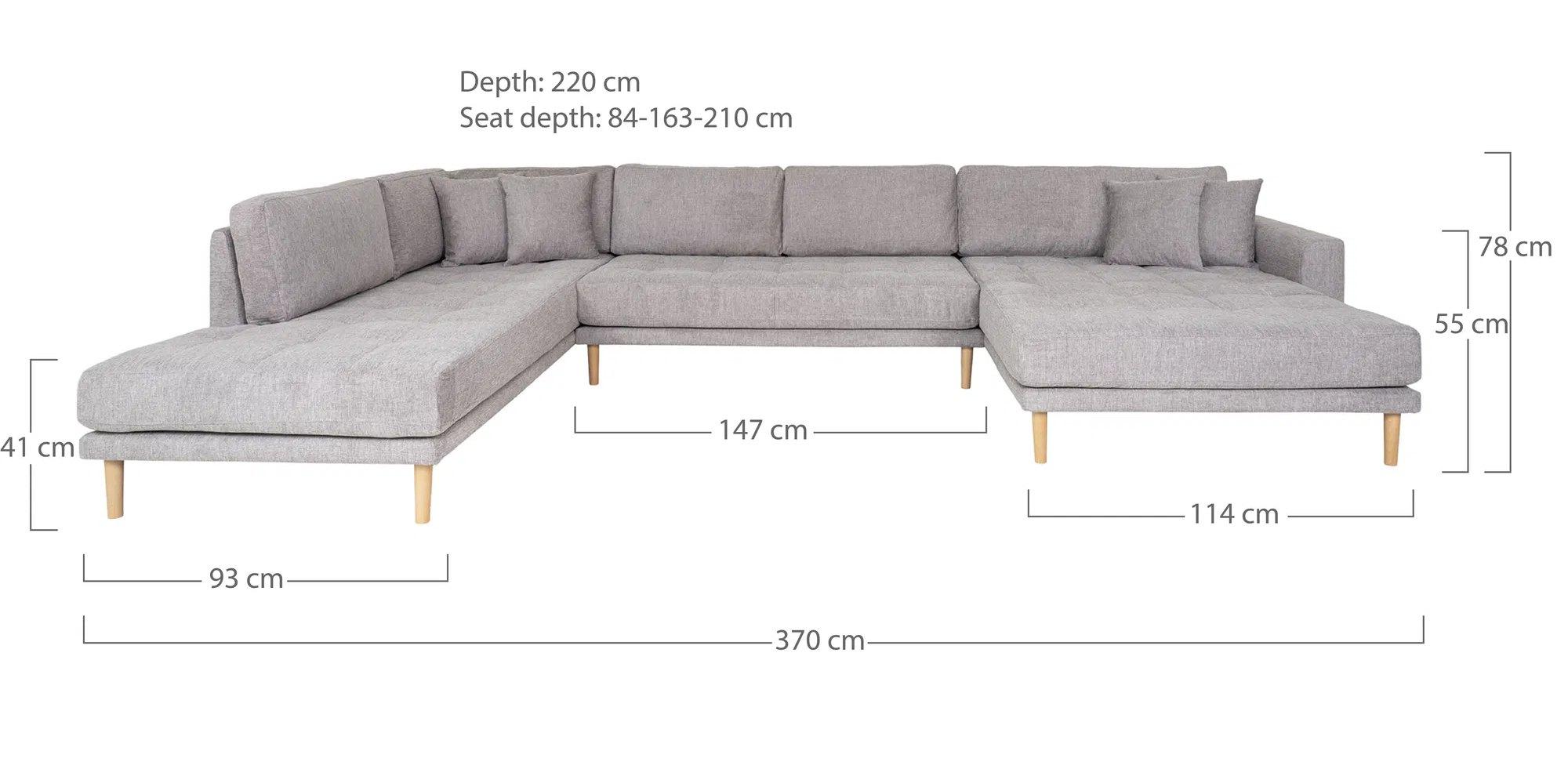 Product photograph of Datto Grey Fabric Right Hand Facing U-sofa Open End With Natural Legs from Choice Furniture Superstore.