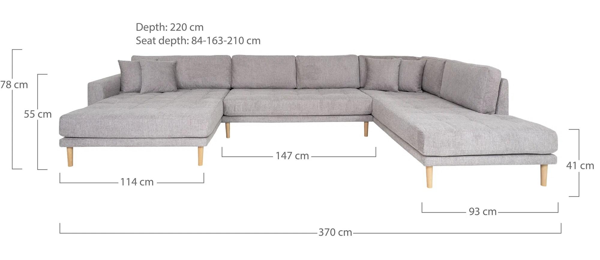 Product photograph of Datto Grey Fabric Left Hand Facing U-sofa Open End With Natural Legs from Choice Furniture Superstore.