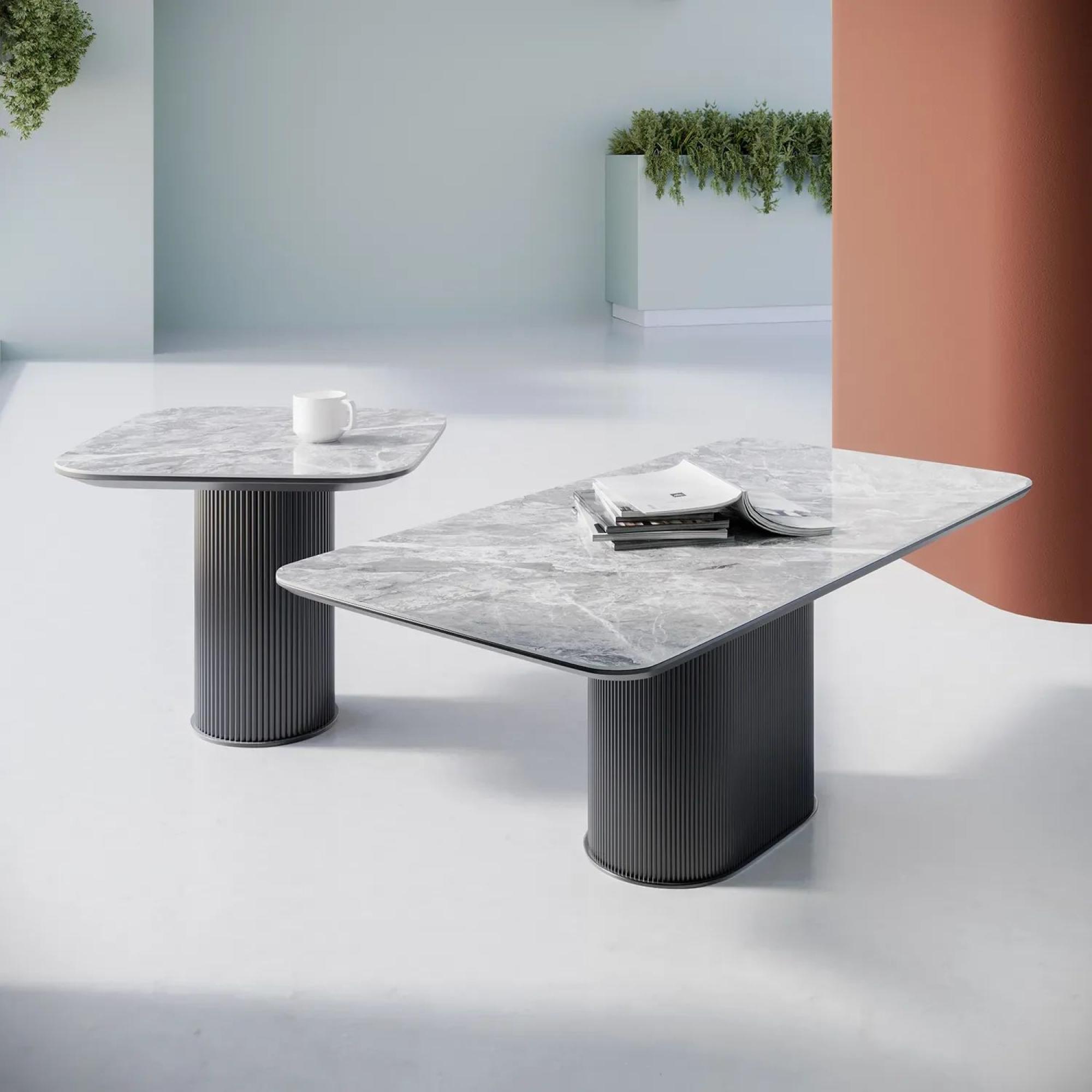 Product photograph of Roberto Light Grey Ceramic Square Side Table from Choice Furniture Superstore.