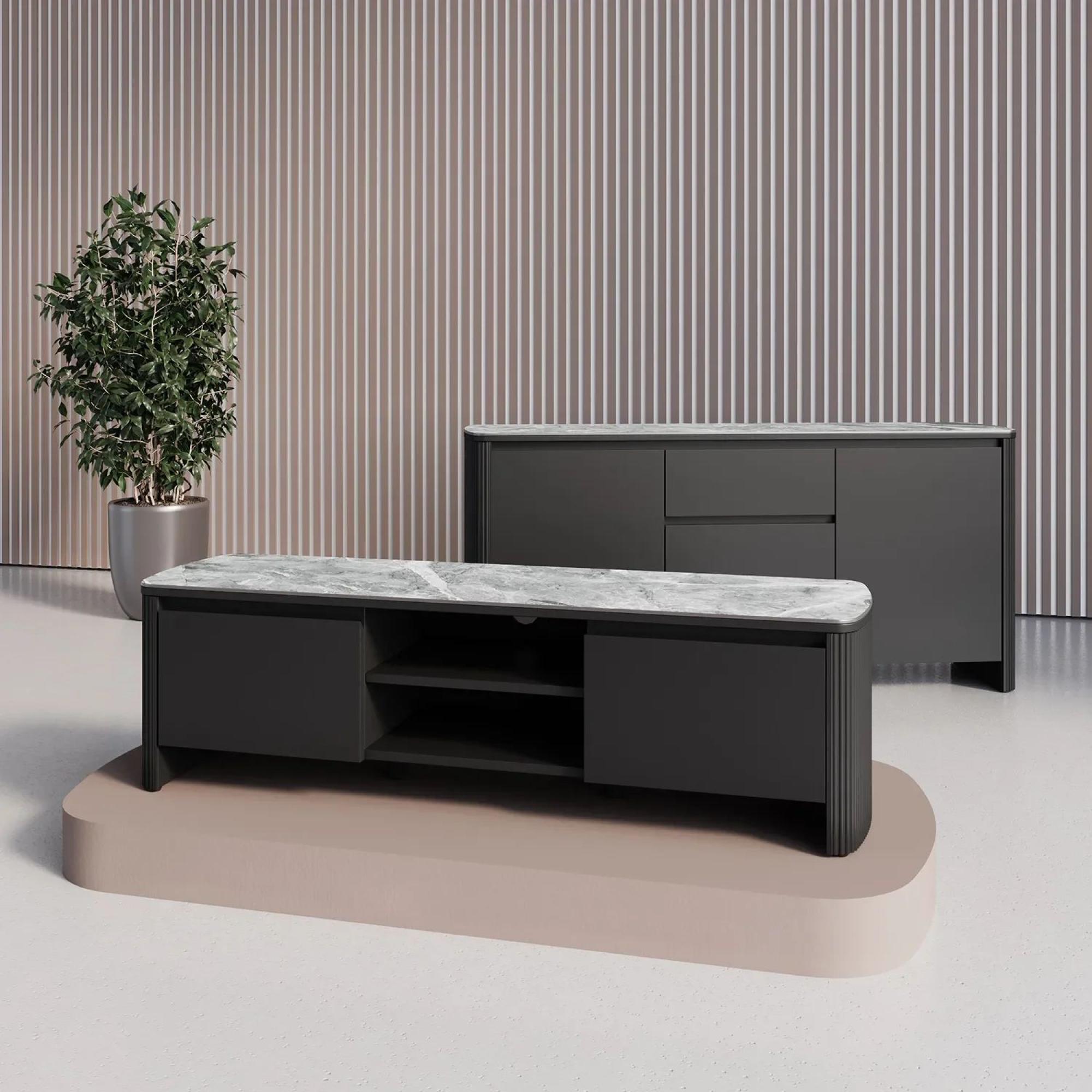 Product photograph of Roberto 140cm Light Grey Ceramic Tv Unit from Choice Furniture Superstore.
