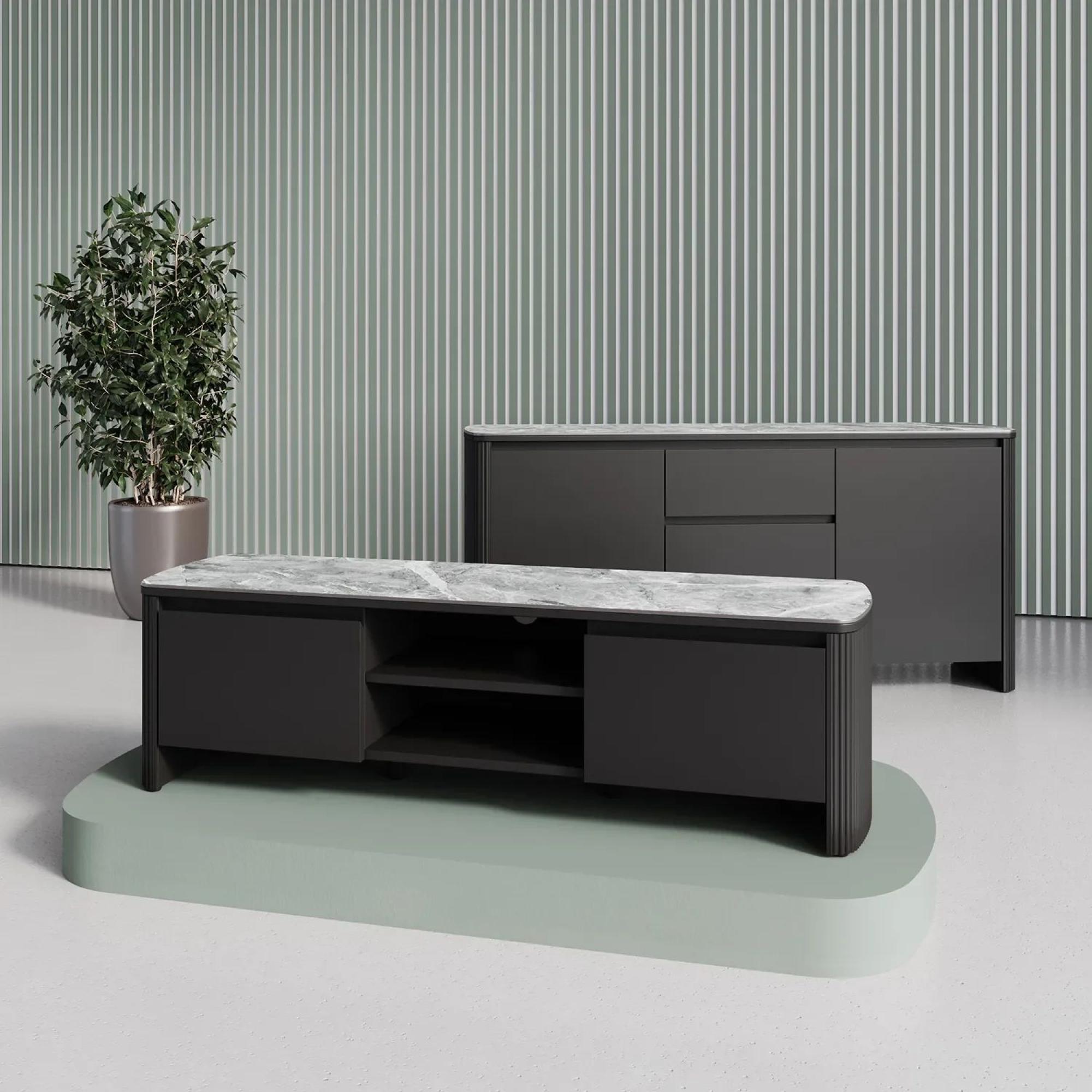 Product photograph of Roberto 140cm Light Grey Ceramic Tv Unit from Choice Furniture Superstore.