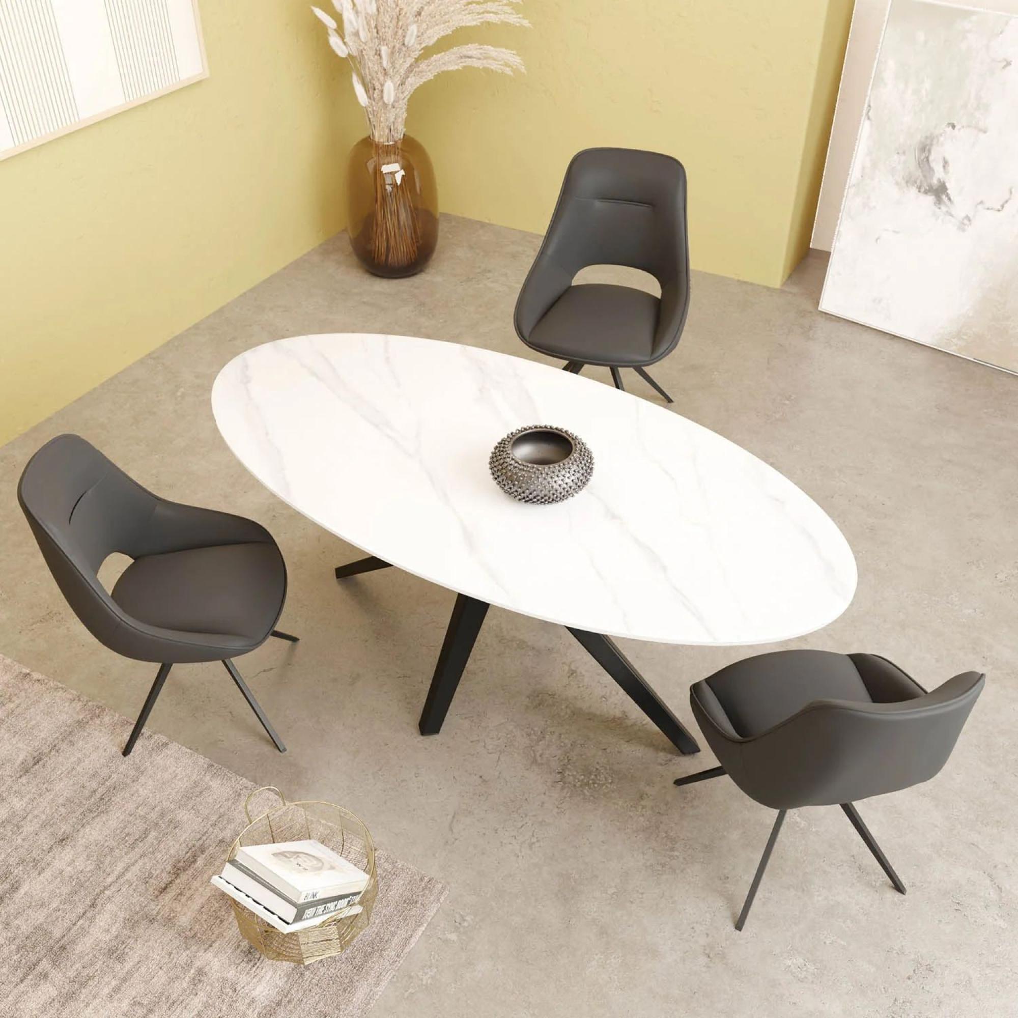 Product photograph of Vitalli 180cm White Ceramic Oval Dining Table from Choice Furniture Superstore.