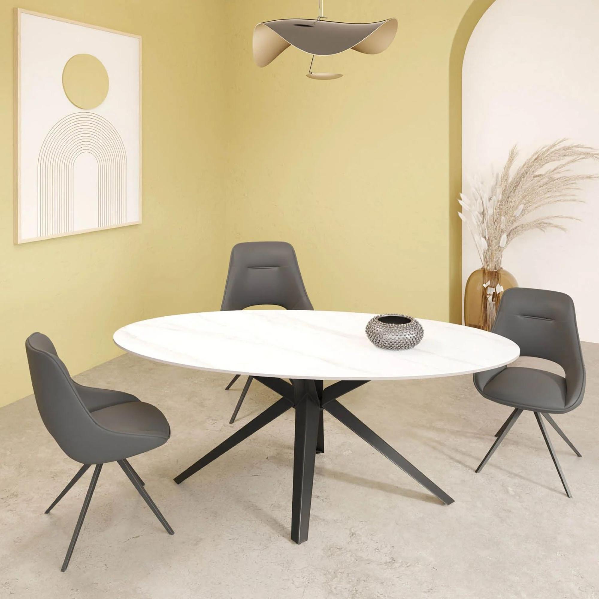 Product photograph of Vitalli 180cm White Ceramic Oval Dining Table from Choice Furniture Superstore.
