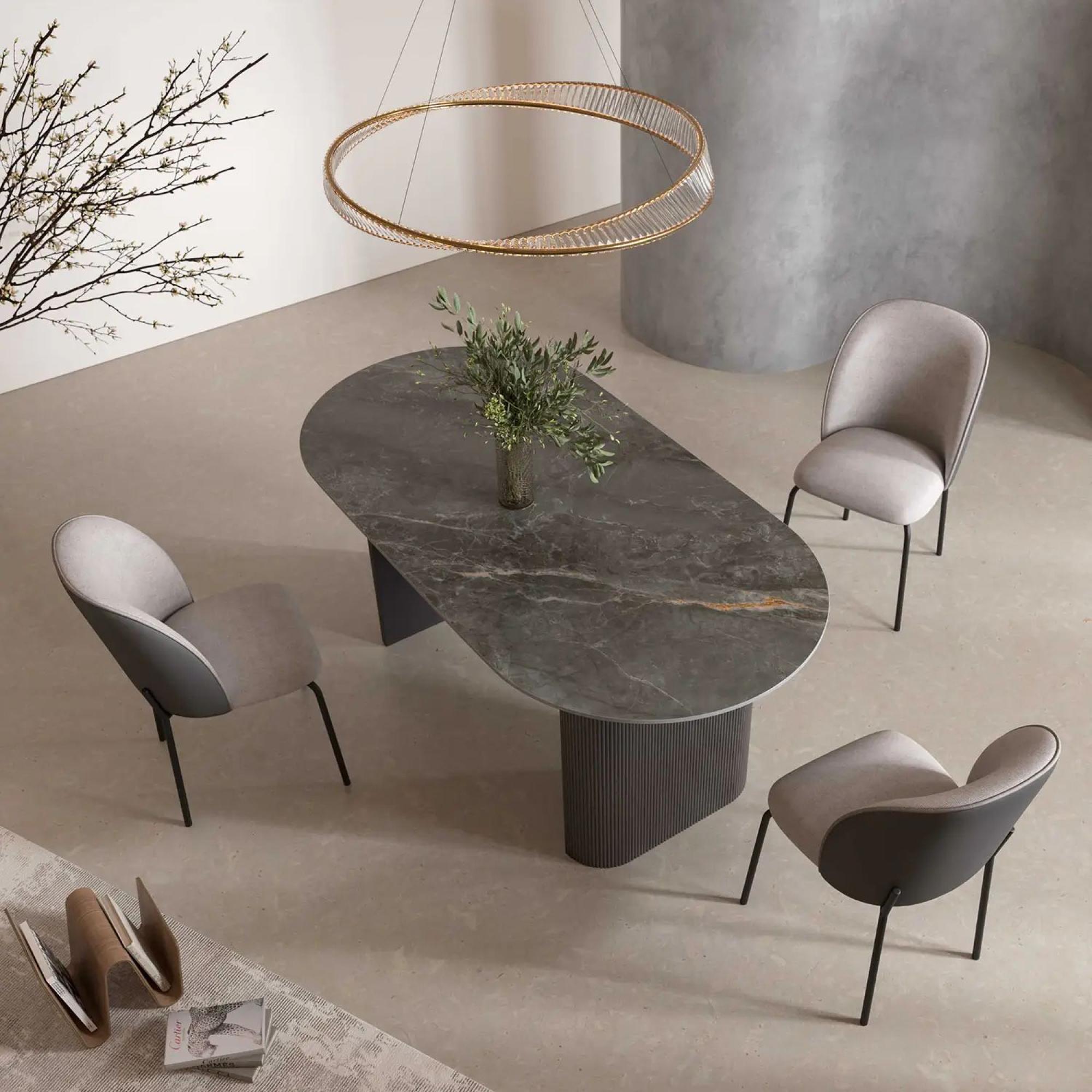 Product photograph of Cartier 180cm Grey Ceramic Oval Dining Table from Choice Furniture Superstore.