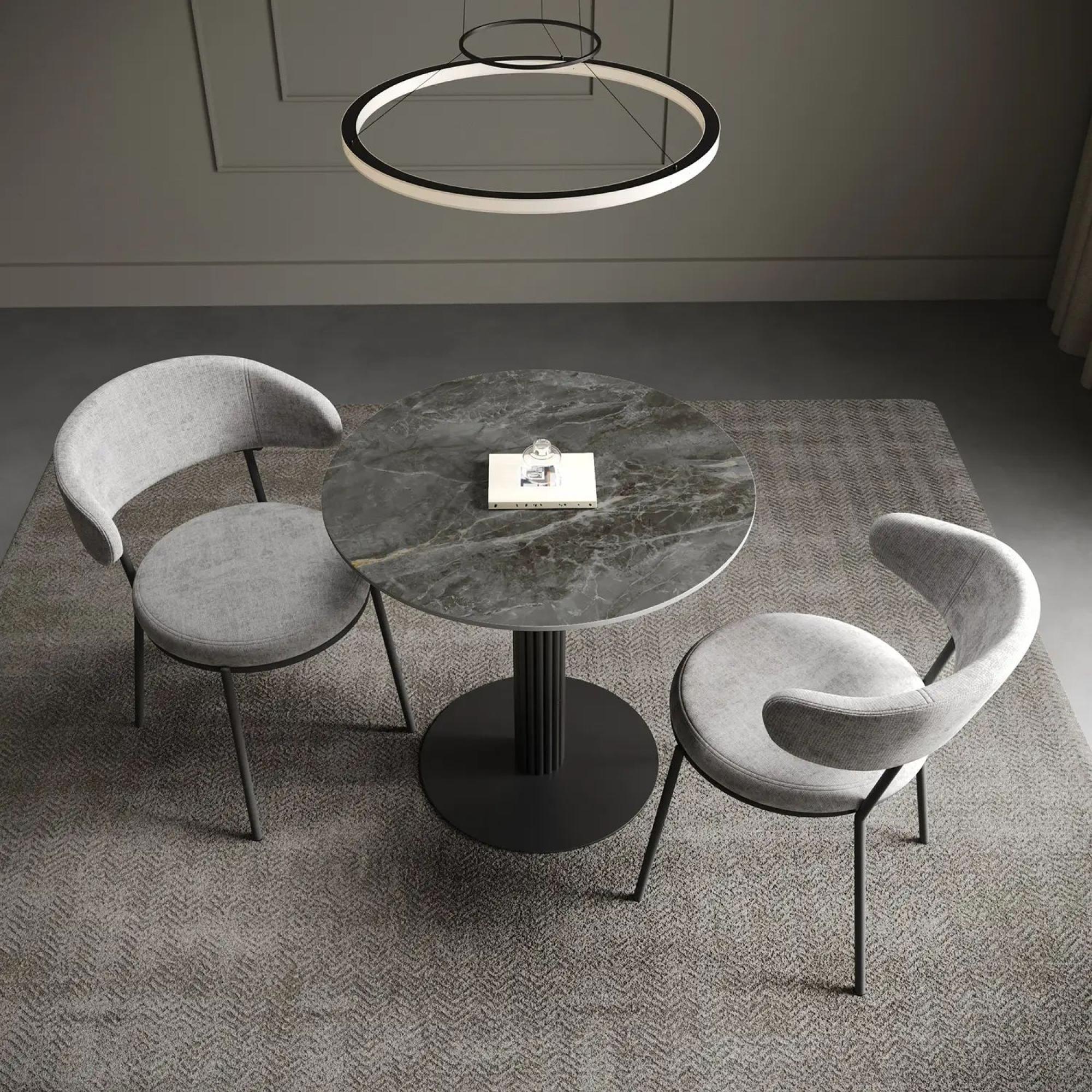 Product photograph of Cartier 80cm Grey Ceramic Round Dining Table from Choice Furniture Superstore.