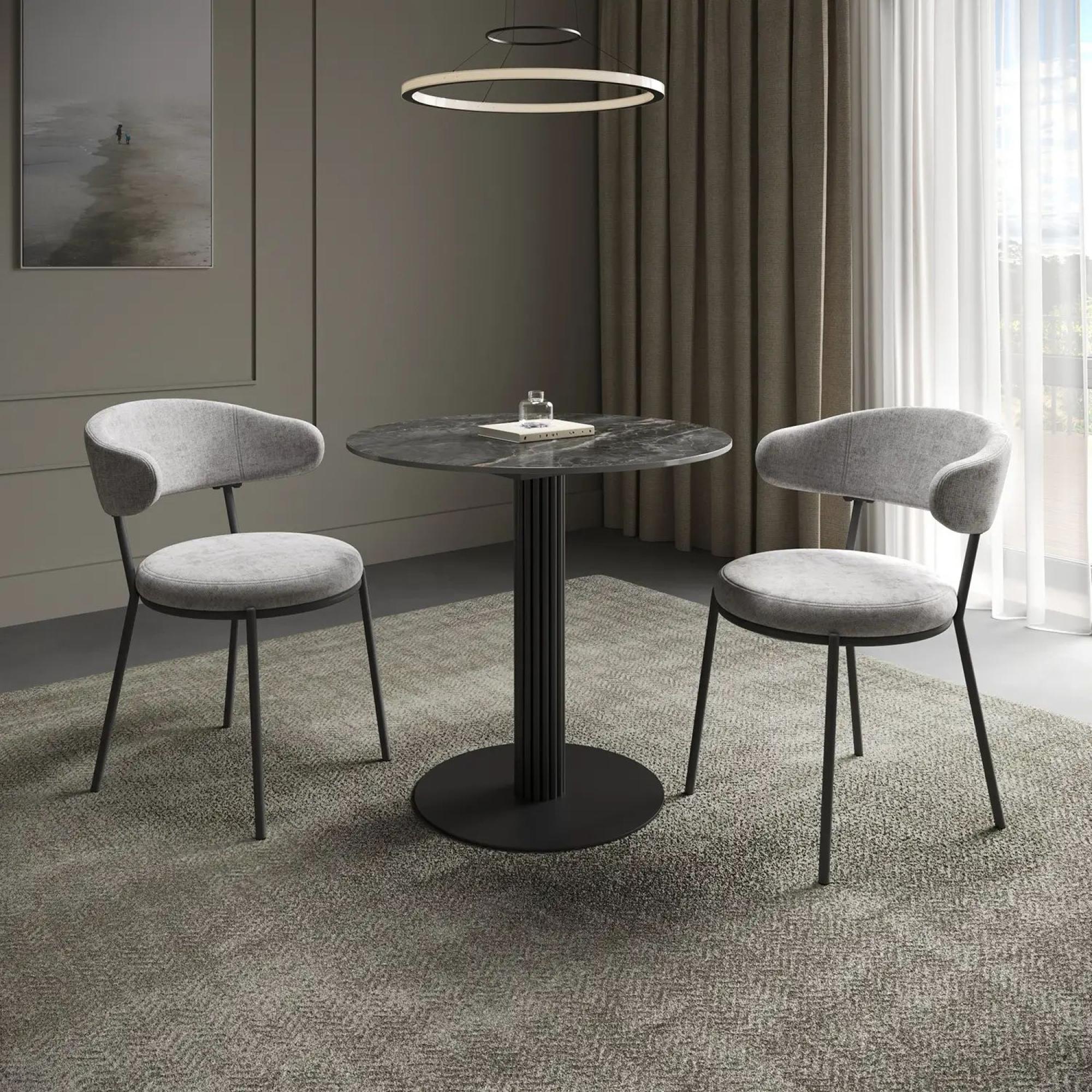 Product photograph of Cartier 80cm Grey Ceramic Round Dining Table from Choice Furniture Superstore.