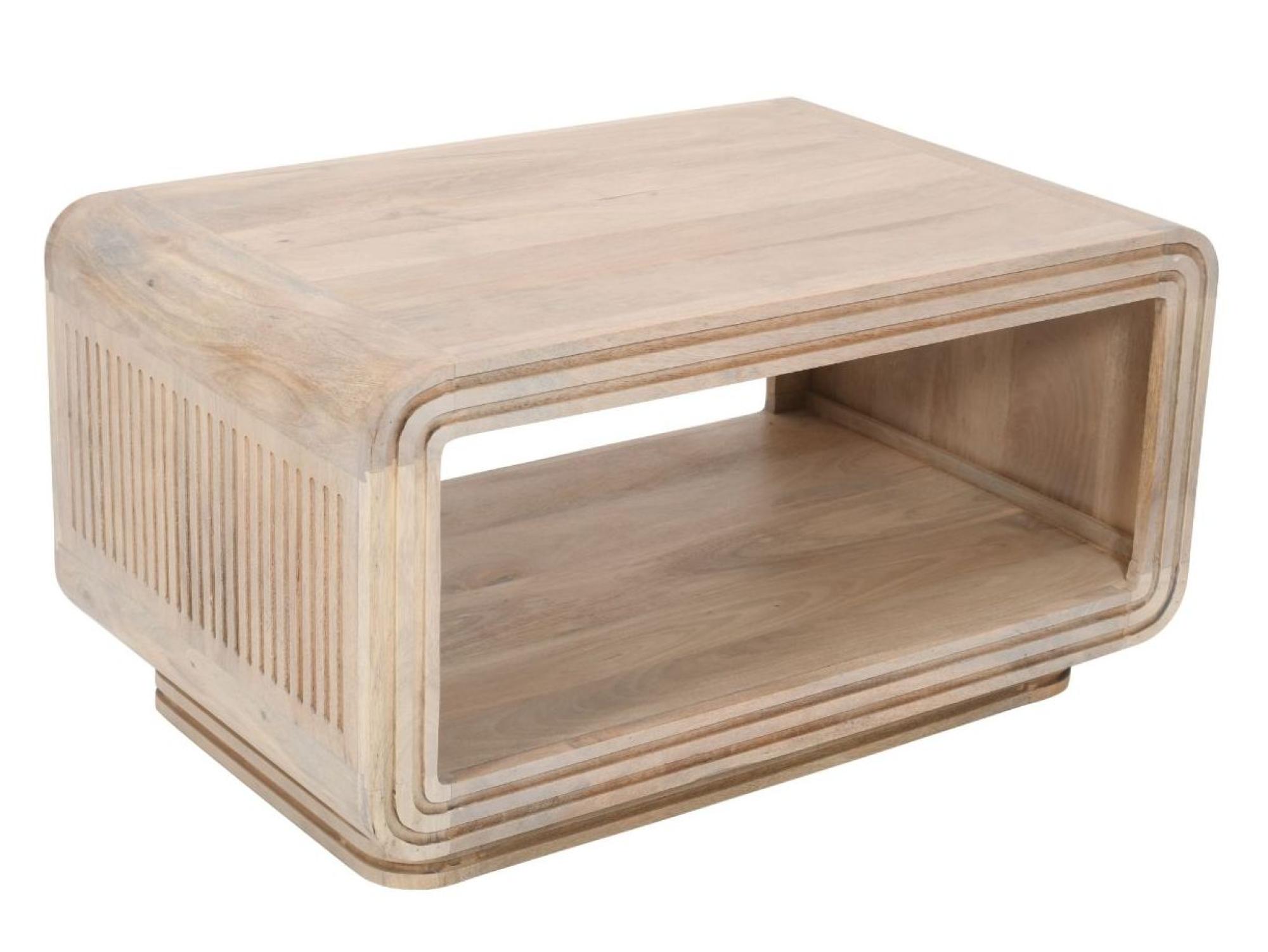 Product photograph of Ribbed Curved Mango Wood Coffee Table from Choice Furniture Superstore.