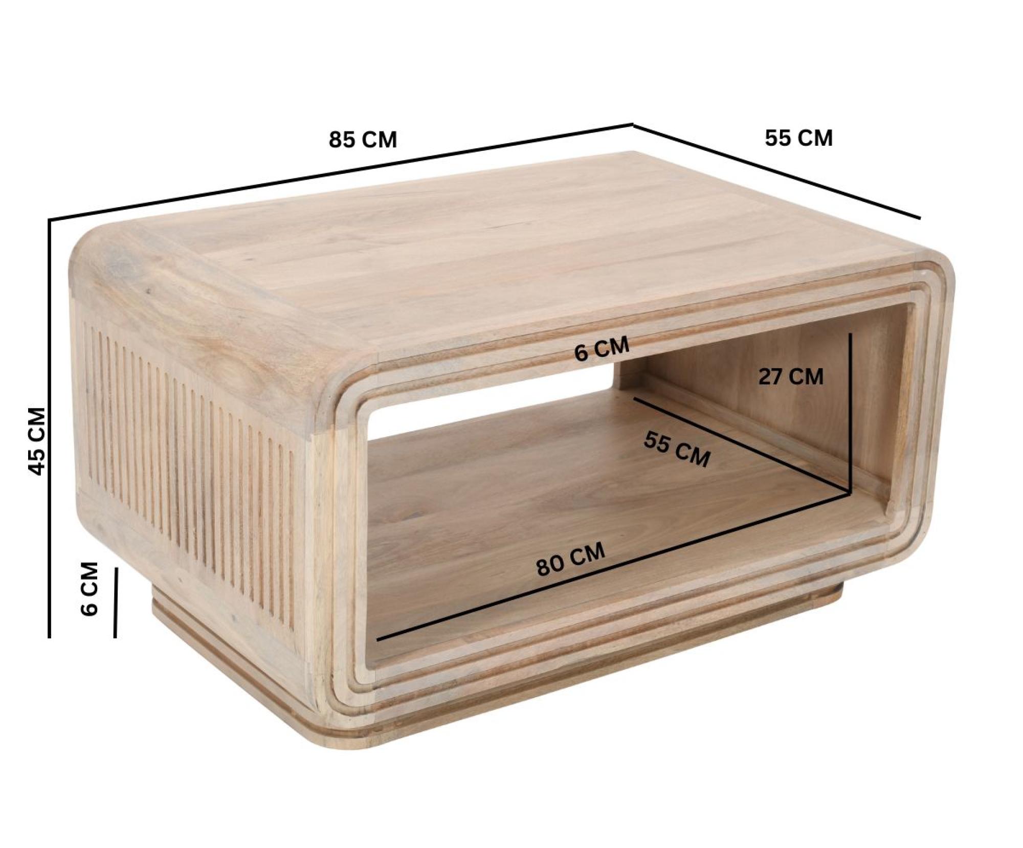 Product photograph of Ribbed Curved Mango Wood Coffee Table from Choice Furniture Superstore.