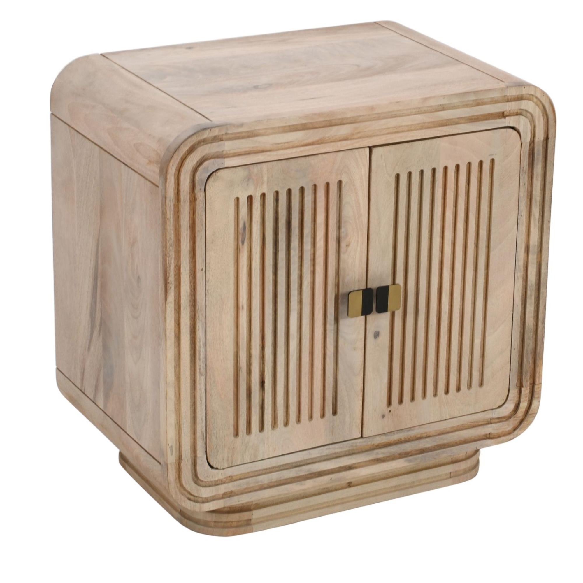 Product photograph of Ribbed Curved Mango Wood Small 2 Door Cabinet from Choice Furniture Superstore.