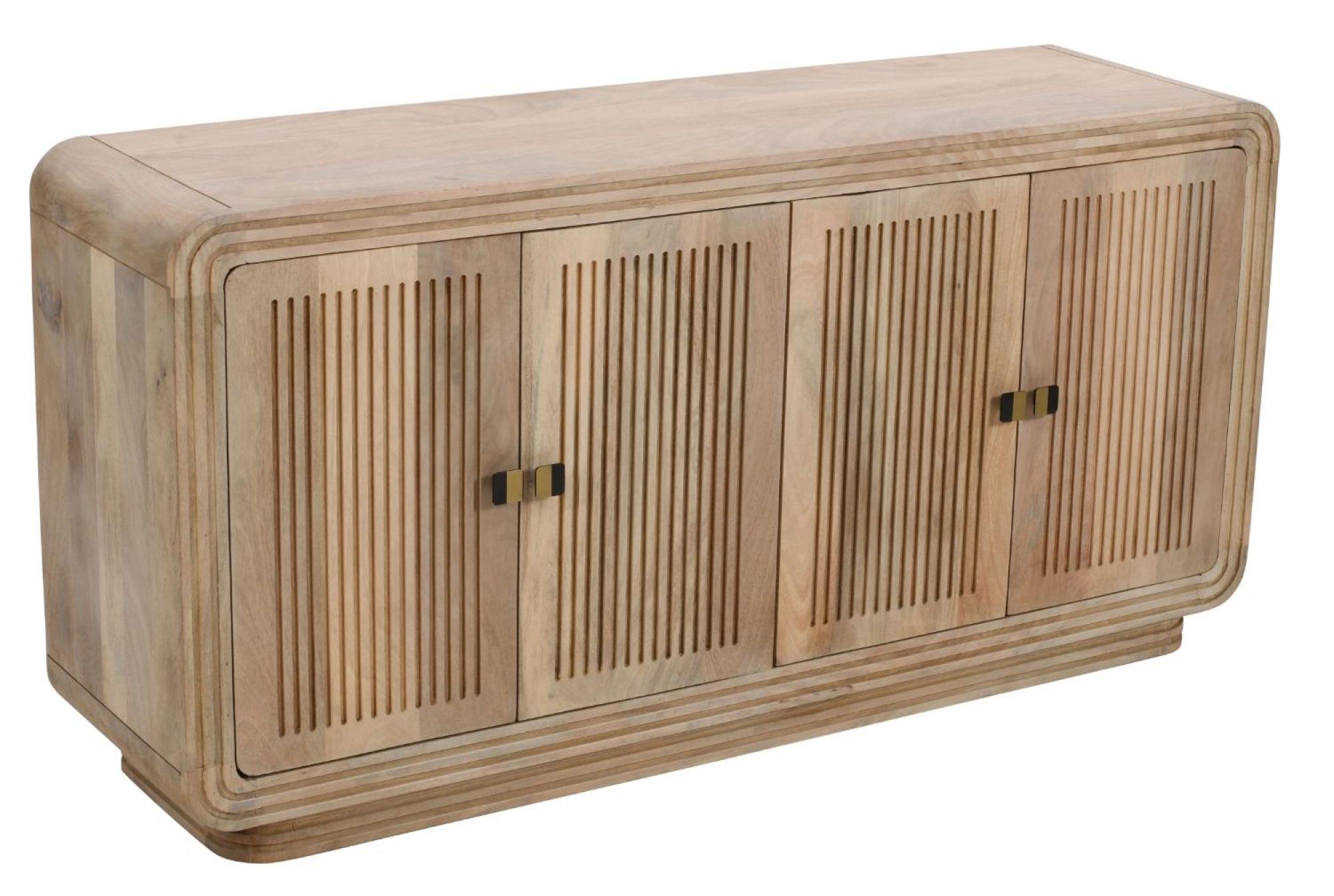 Product photograph of Ribbed Curved Mango Wood Large Sideboard - 4 Doors from Choice Furniture Superstore.