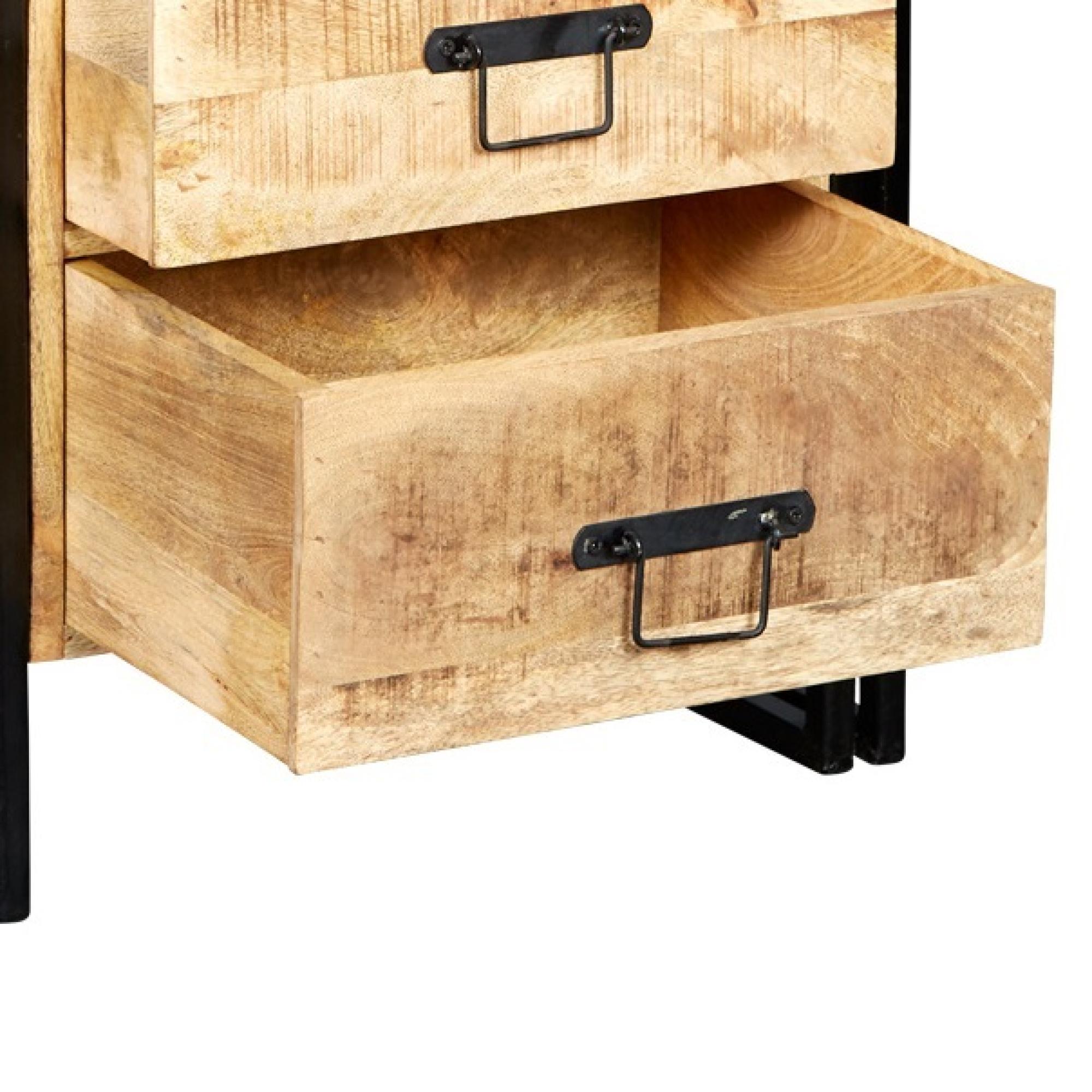 Product photograph of Cosmo Industrial Style Wooden 2 Drawer Side Table from Choice Furniture Superstore.