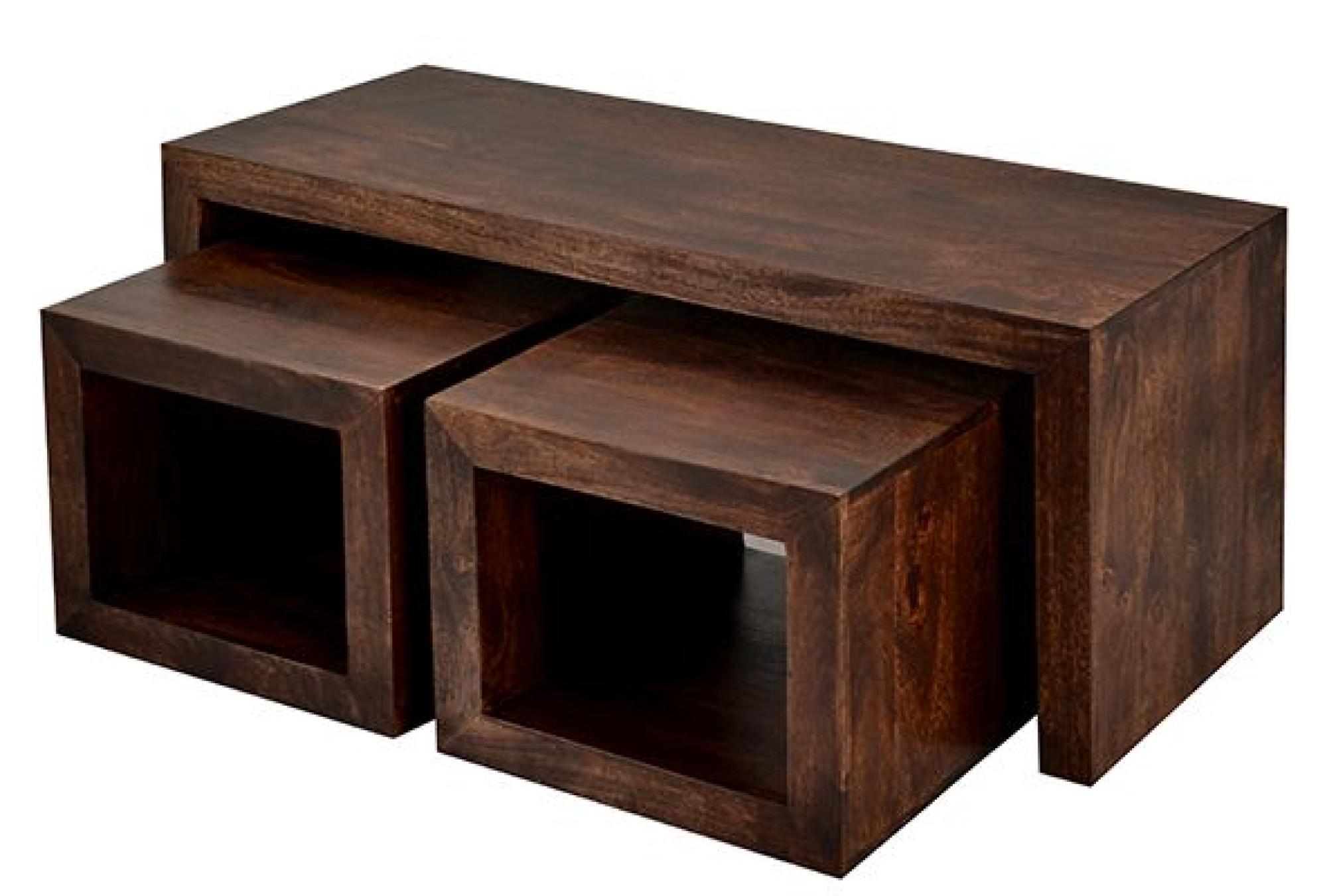 Product photograph of Dakota Dark Mango Wood Cubed 3 Coffee Tables from Choice Furniture Superstore.