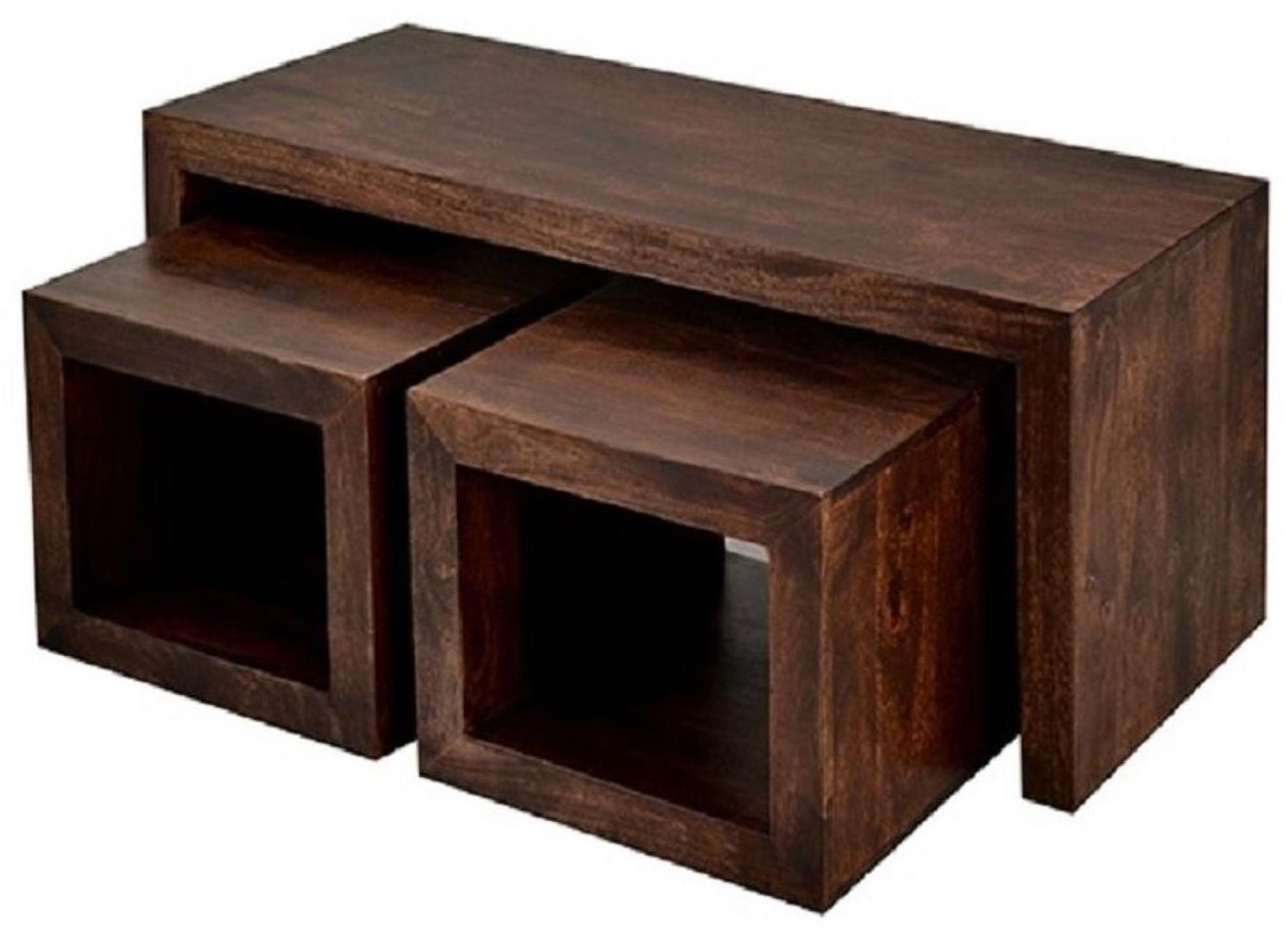 Product photograph of Dakota Dark Mango Wood Cubed 3 Coffee Tables from Choice Furniture Superstore.