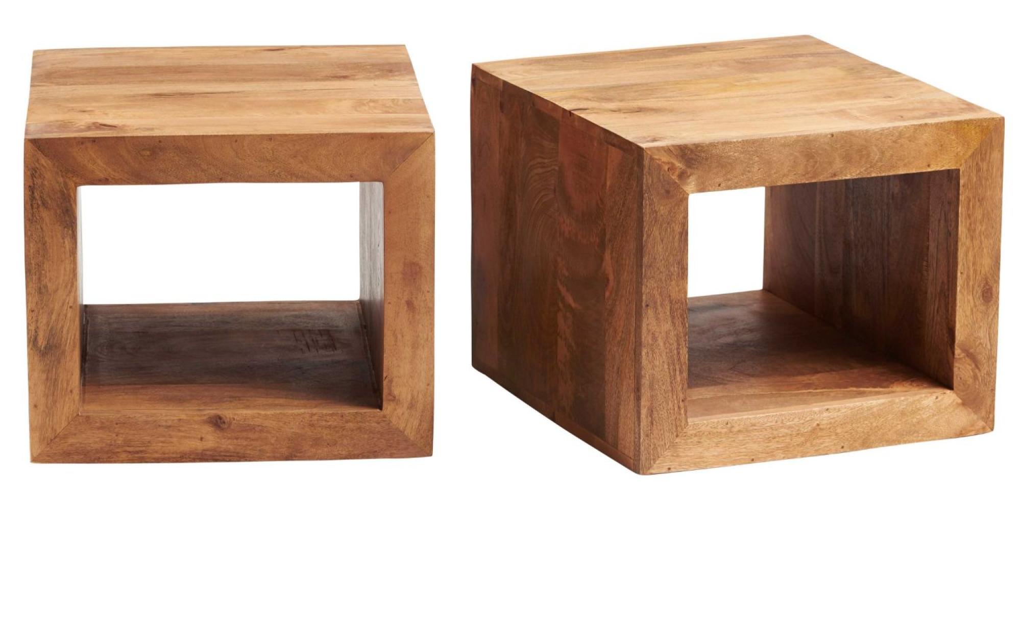 Product photograph of Dakota Light Mango Wood Cubed 3 Coffee Tables from Choice Furniture Superstore.