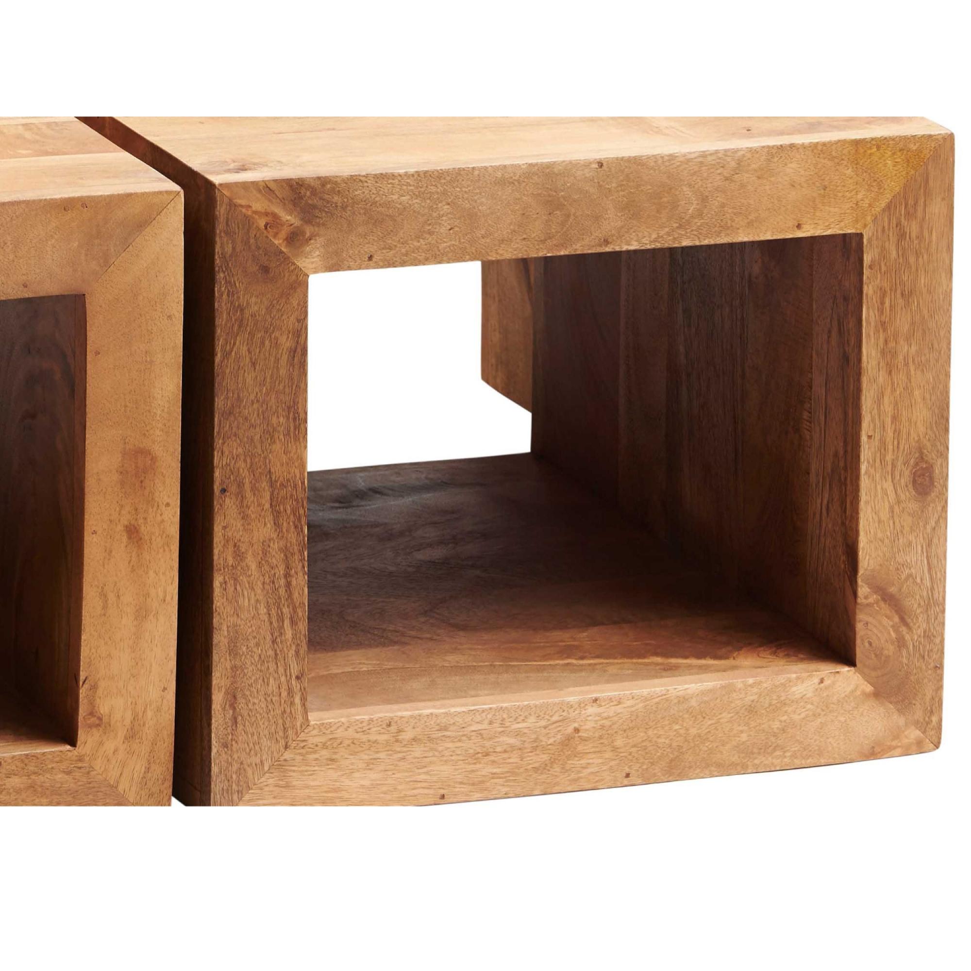 Product photograph of Dakota Light Mango Wood Cubed 3 Coffee Tables from Choice Furniture Superstore.