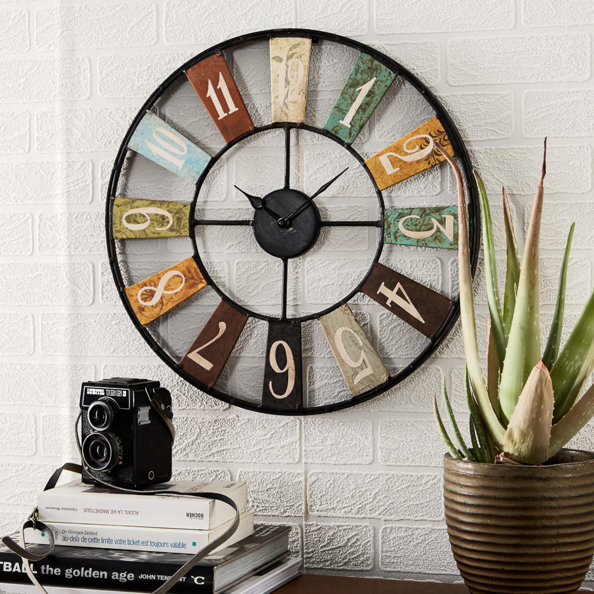 Product photograph of Archie Black Metal Skeleton Round Wall Clock from Choice Furniture Superstore.