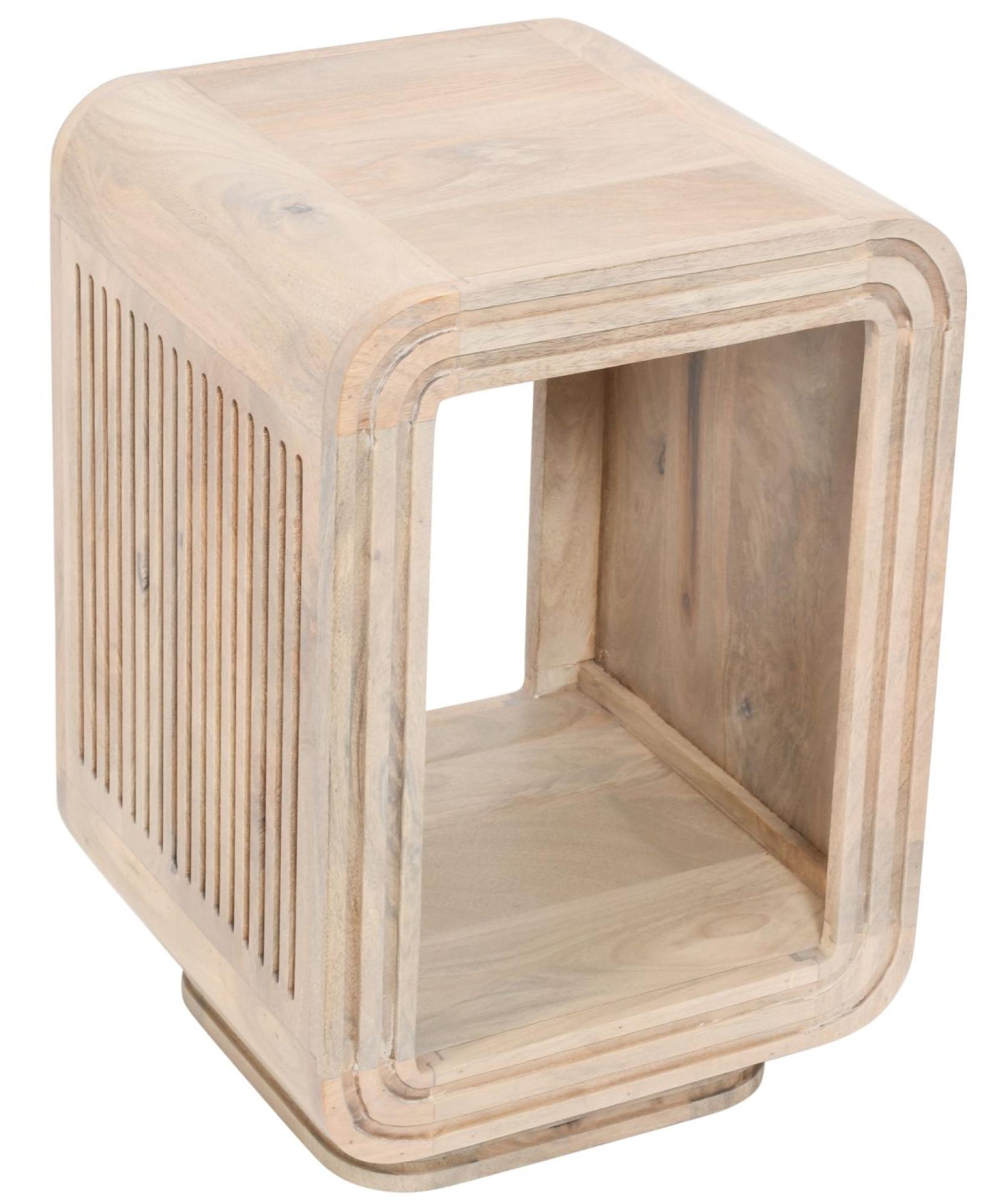 Product photograph of Ribbed Curved Mango Wood Side Table from Choice Furniture Superstore.