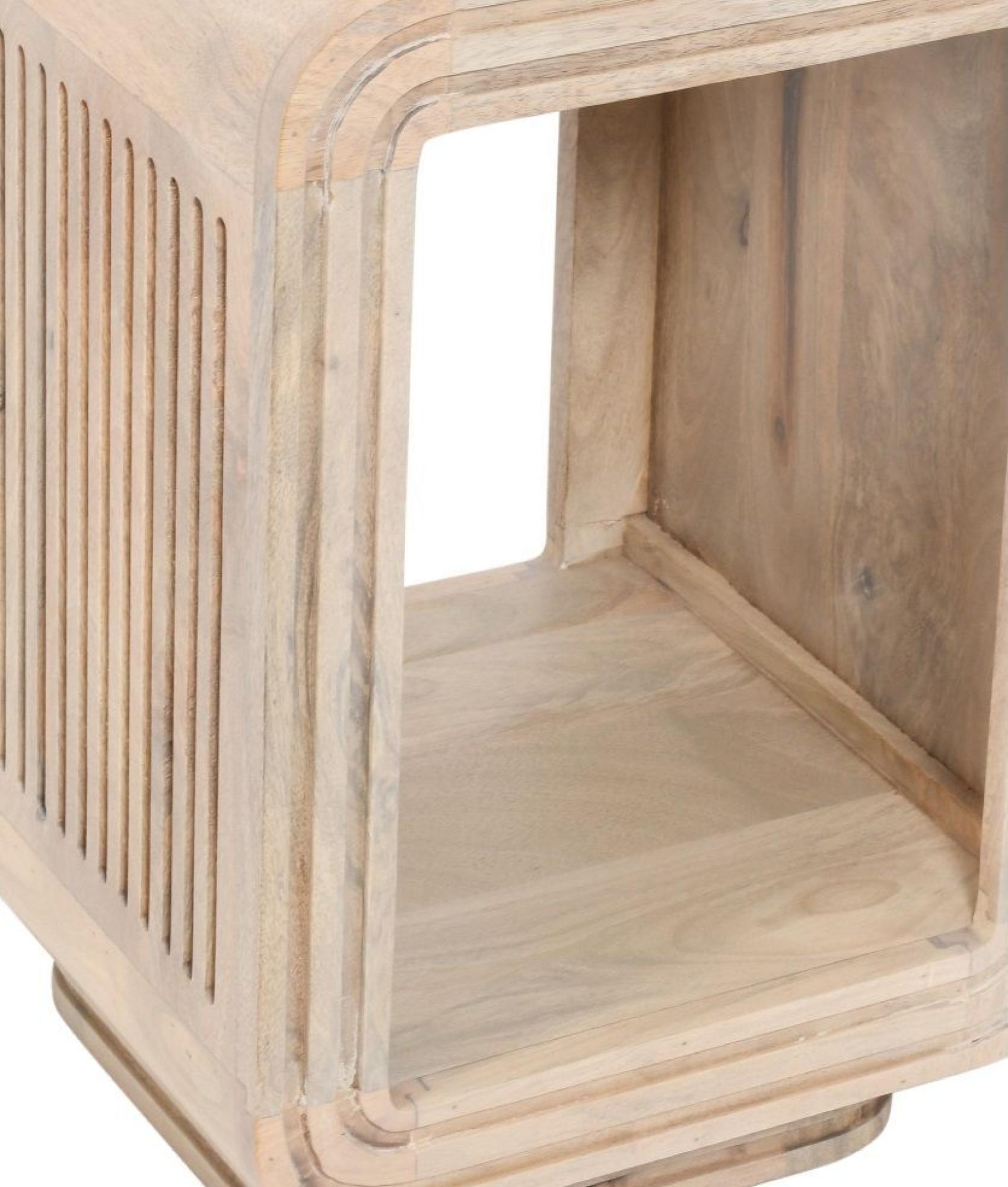 Product photograph of Ribbed Curved Mango Wood Side Table from Choice Furniture Superstore.