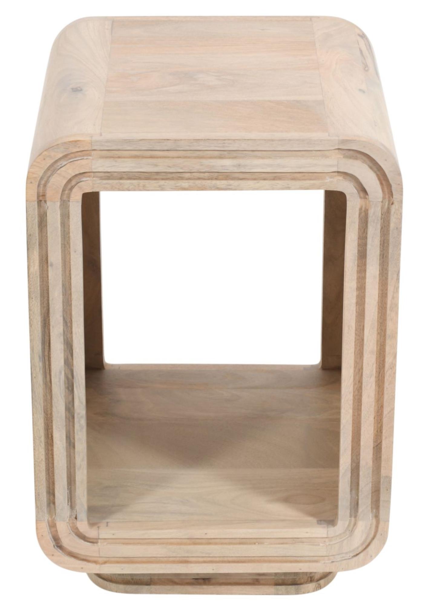 Product photograph of Ribbed Curved Mango Wood Side Table from Choice Furniture Superstore.