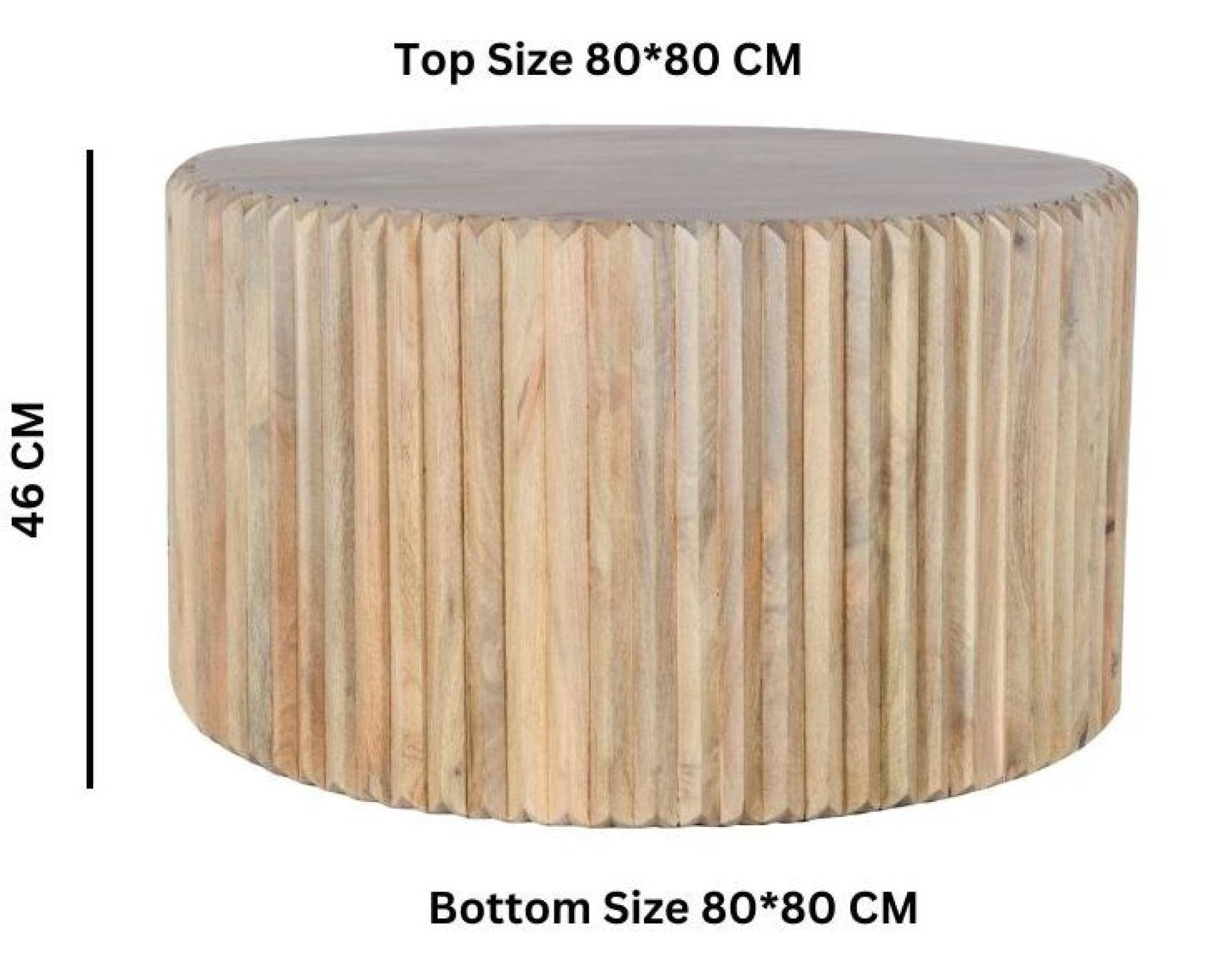 Product photograph of Ribbed Curved Mango Wood Round Coffee Table from Choice Furniture Superstore.