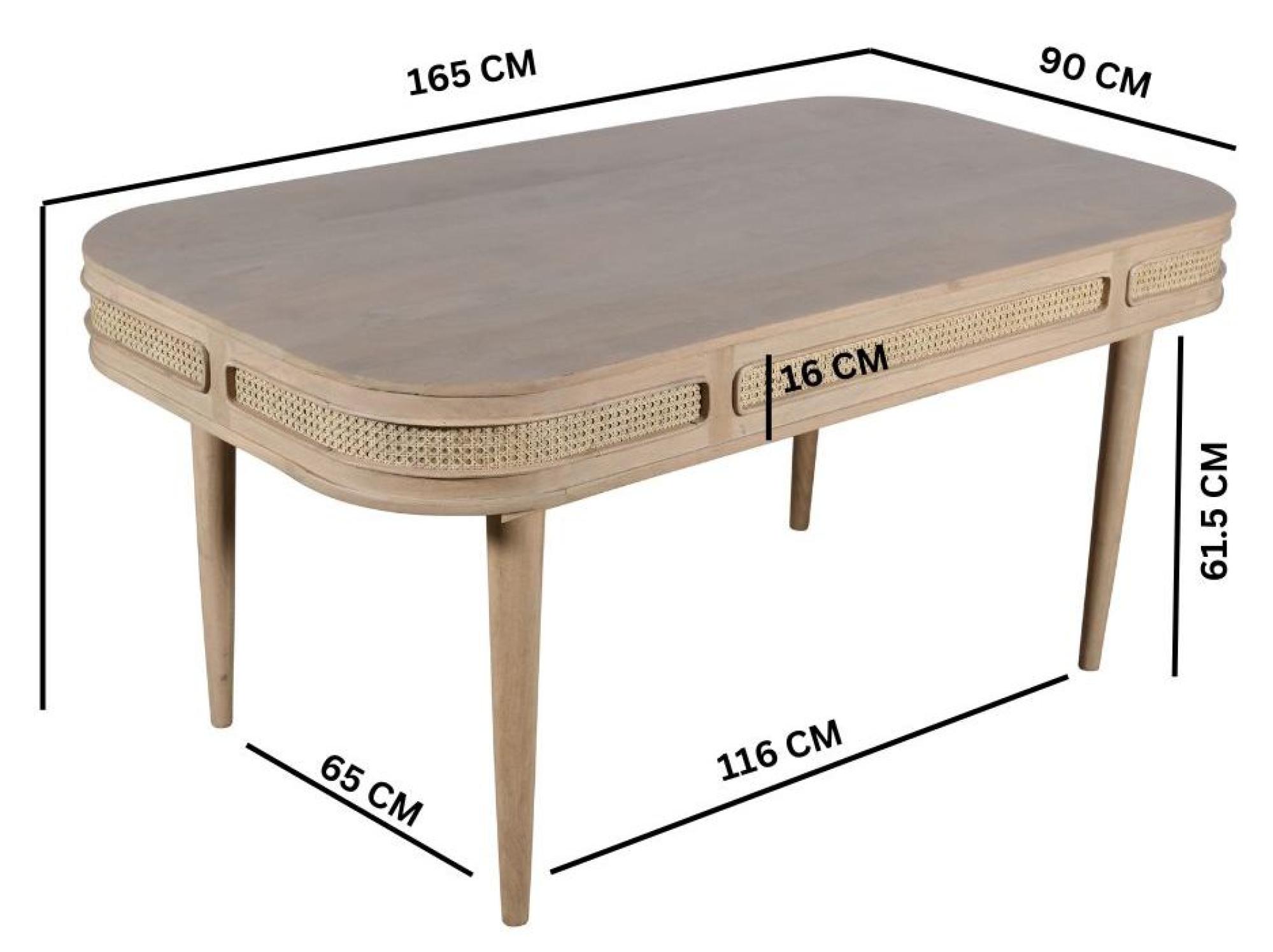 Product photograph of Curved Natural Rattan And Mango Wood 6 Seater Dining Table from Choice Furniture Superstore.