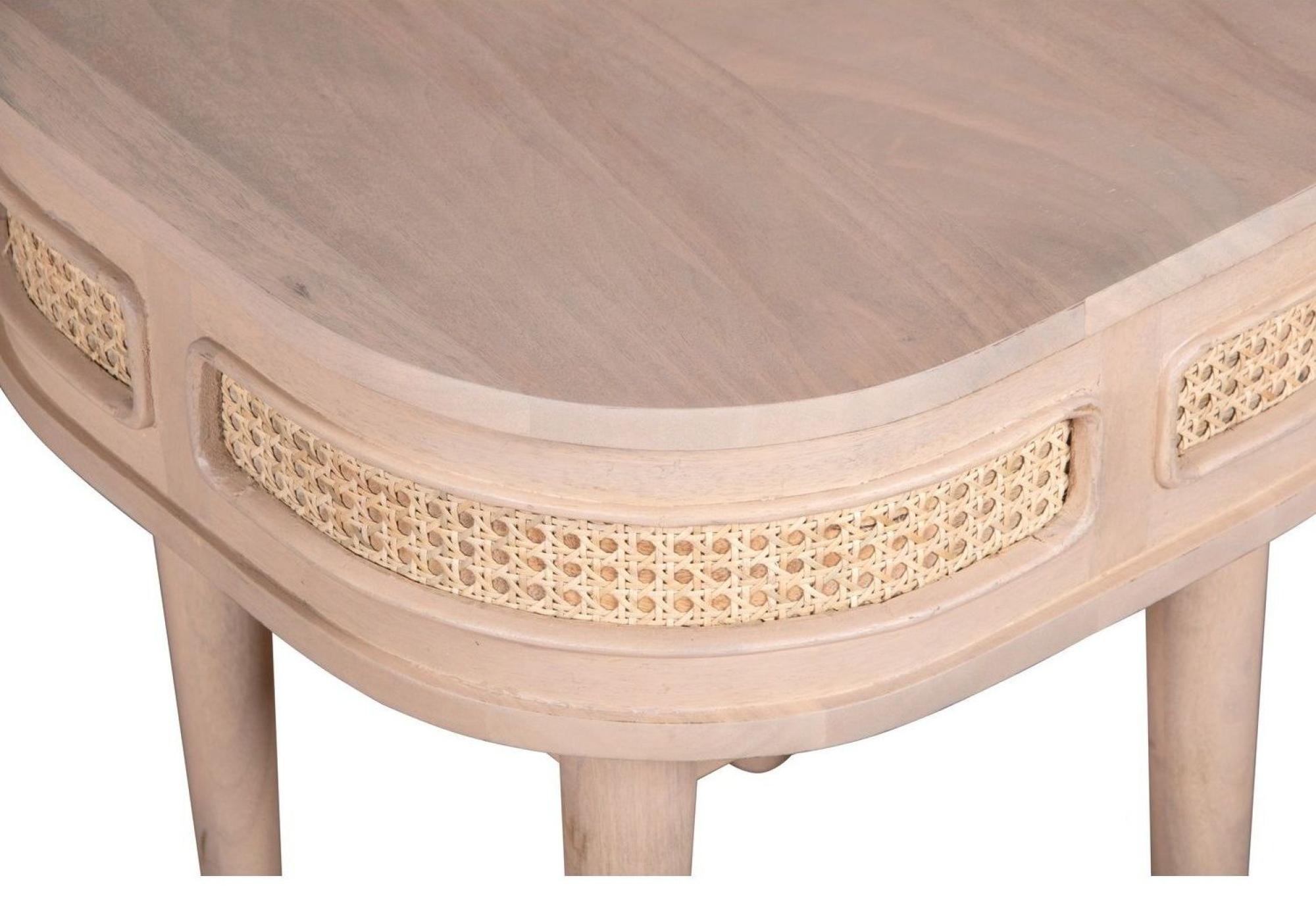 Product photograph of Curved Natural Rattan And Mango Wood Bedside Table from Choice Furniture Superstore.