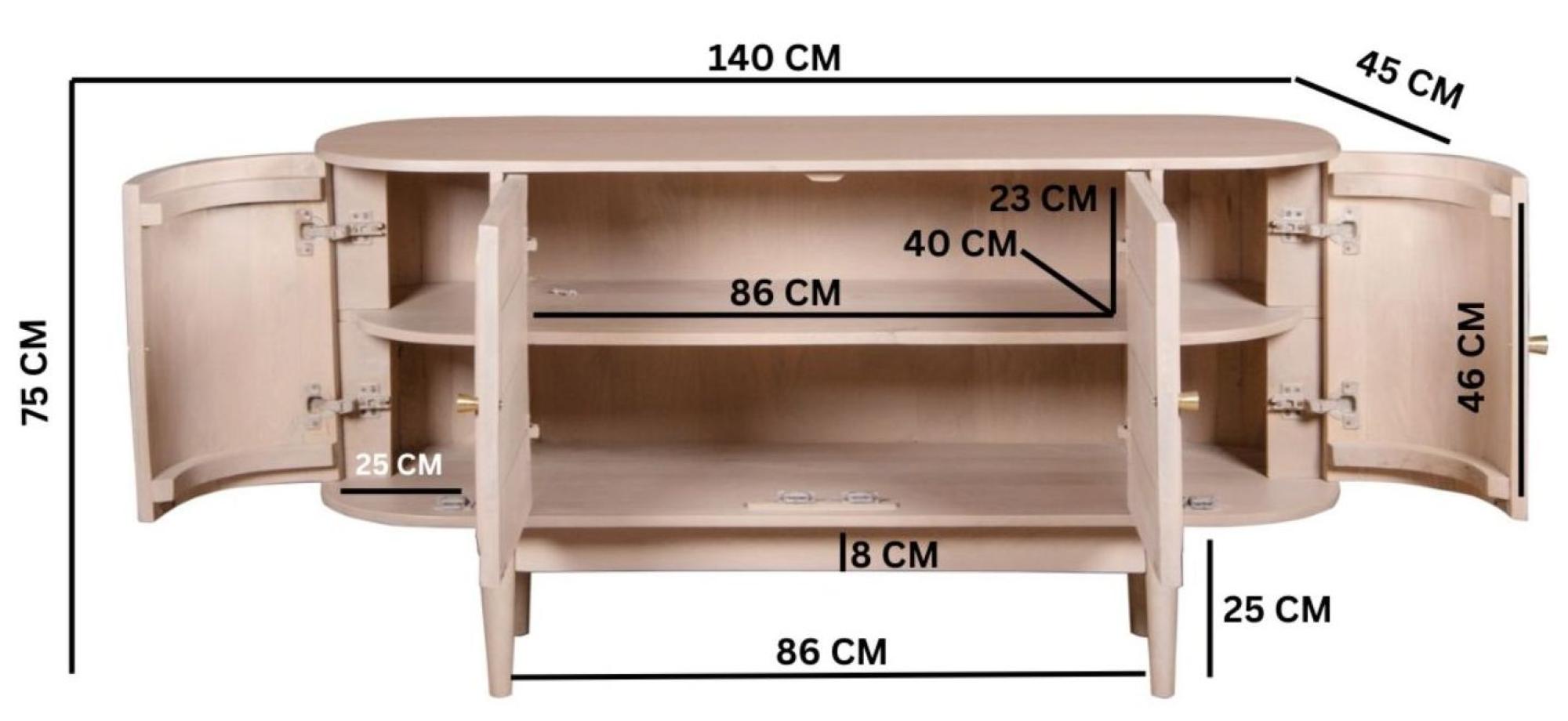 Product photograph of Curved Natural Rattan And Mango Wood 140cm Medium Sideboard from Choice Furniture Superstore.