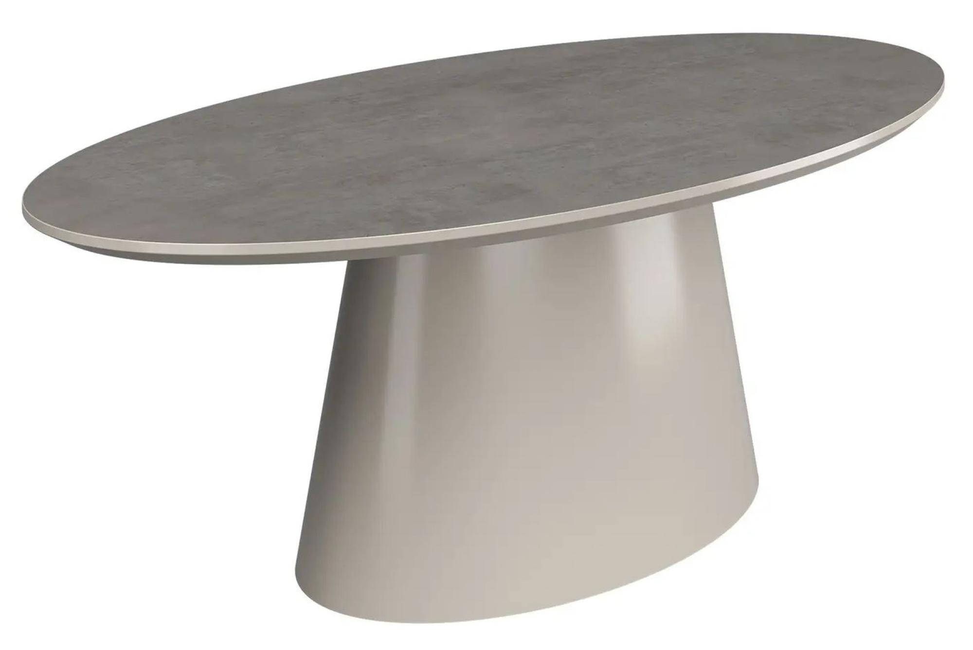 Product photograph of Simoni Grey Concrete Effect Top 6 Seater Oval Dining Table With Cone Base from Choice Furniture Superstore.