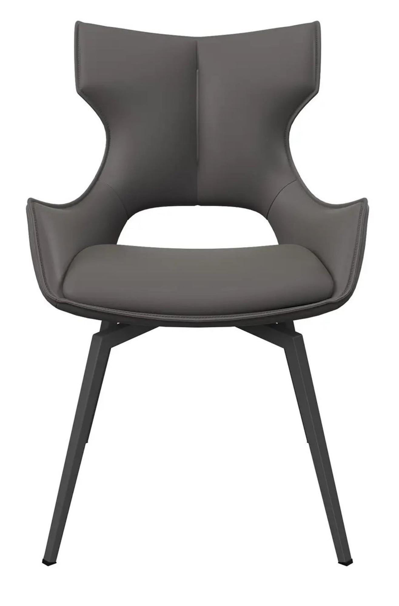 Product photograph of Set Of 2 Raffaello Grey Leather Swivel Dining Chair from Choice Furniture Superstore.