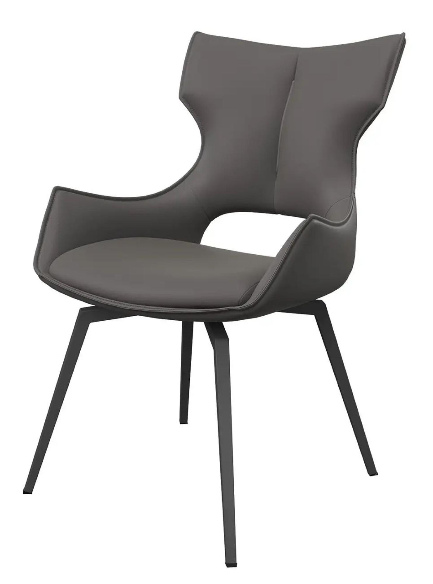 Product photograph of Set Of 2 Raffaello Grey Leather Swivel Dining Chair from Choice Furniture Superstore.