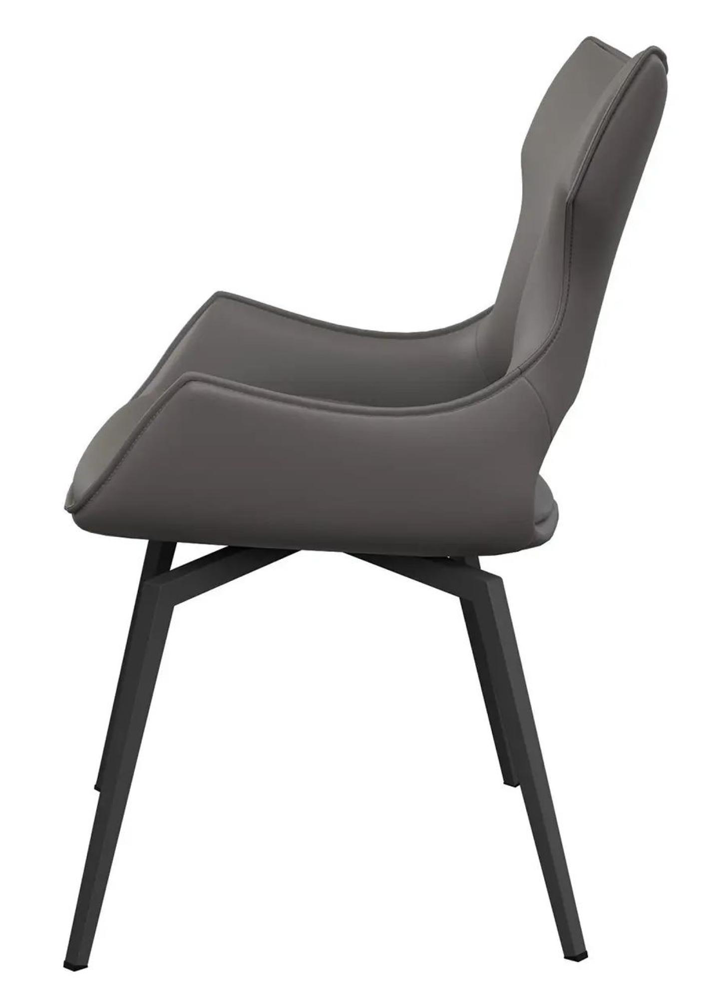 Product photograph of Set Of 2 Raffaello Grey Leather Swivel Dining Chair from Choice Furniture Superstore.